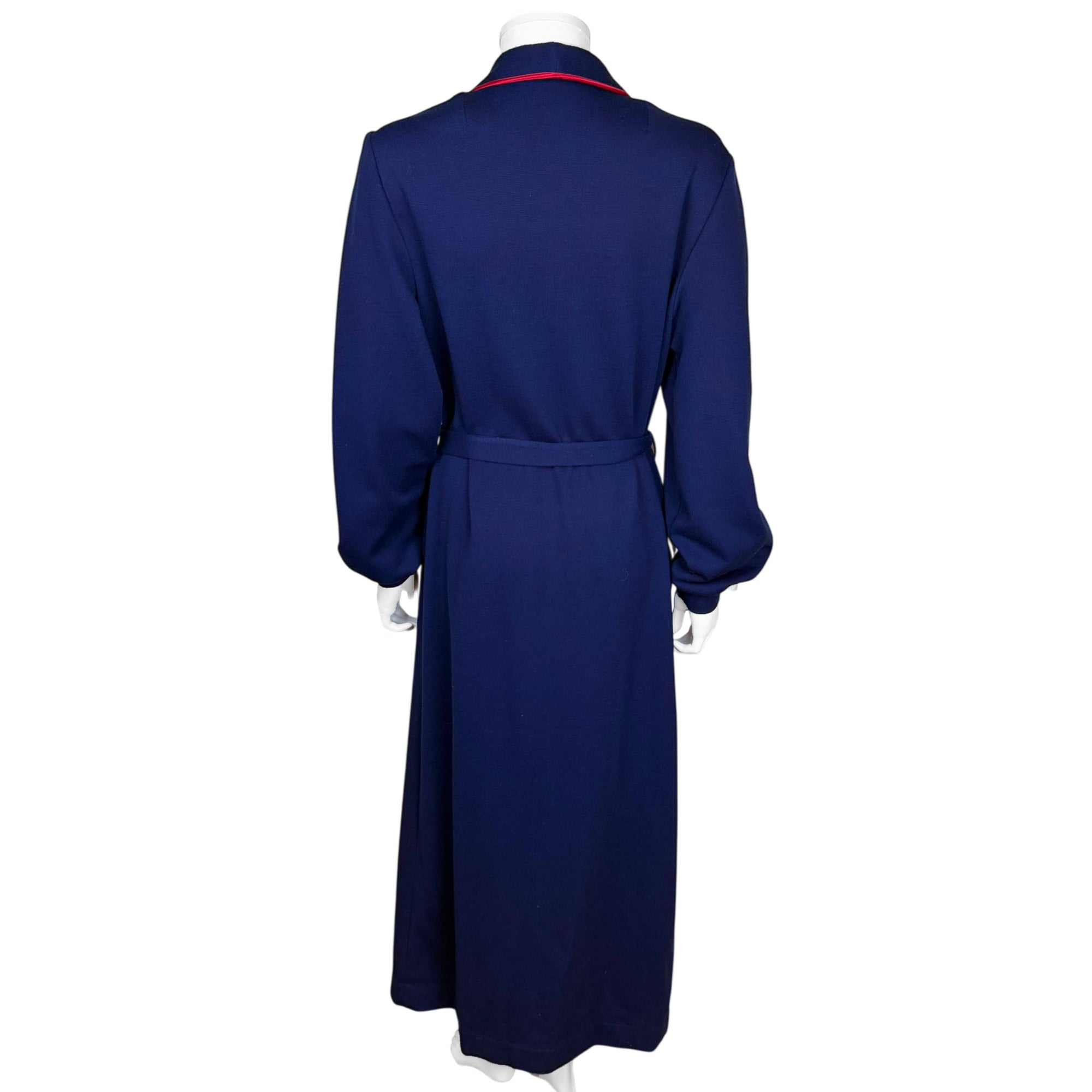 Vintage Navy Blue Dressing Gown Belted Lounge Robe Geometric Pocket Italy –  Poppy's Vintage Clothing