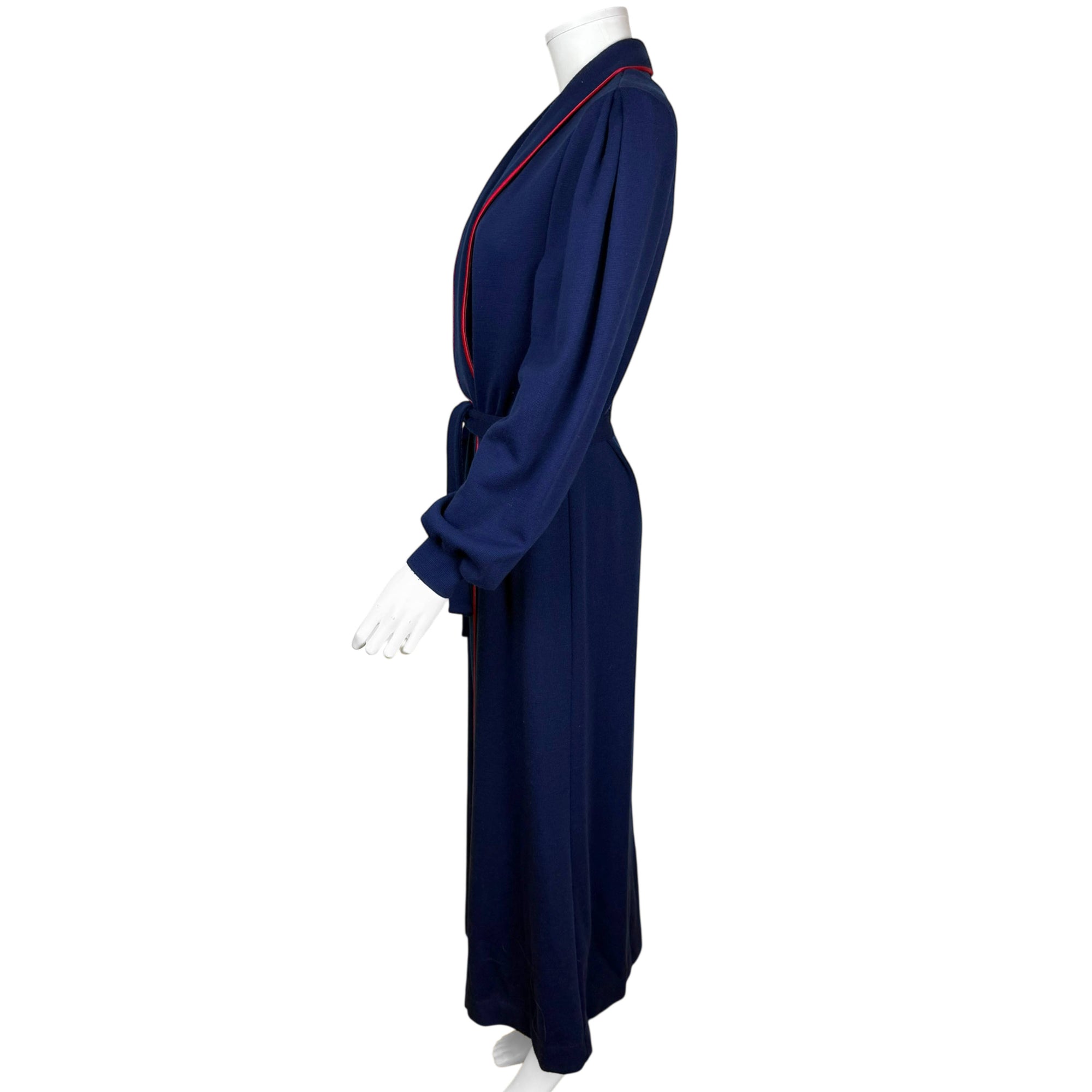 Vintage Navy Blue Dressing Gown Belted Lounge Robe Geometric Pocket Italy –  Poppy's Vintage Clothing
