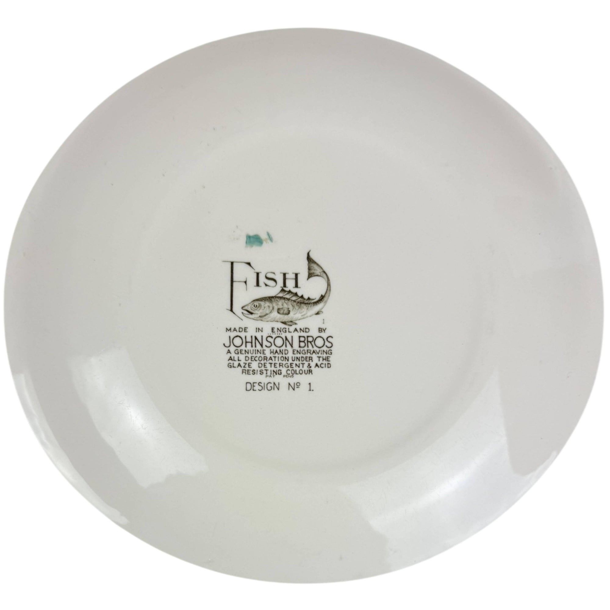 Vintage 1950s Johnson Brothers Fish Pattern Dinner Plate Crayfish Design 1 10 3/8” by 9 1/2”