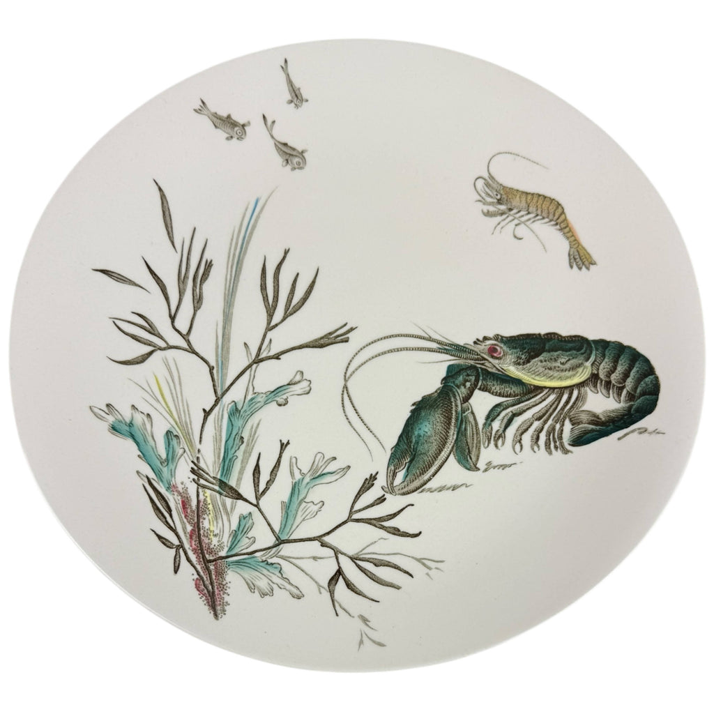 Vintage 1950s Johnson Brothers Fish Pattern Dinner Plate Crayfish Design 1 10 3/8” by 9 1/2”
