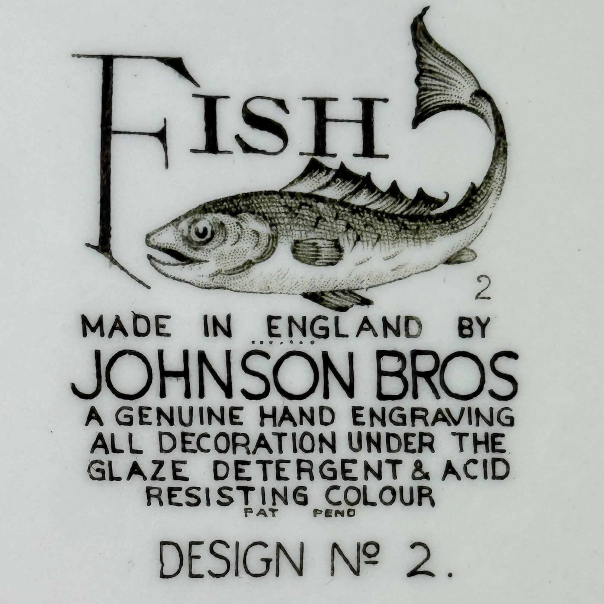 Vintage 1950s Johnson Brothers Fish Pattern Dinner Plate Crayfish Design 2 10 3/8” by 9 1/2”