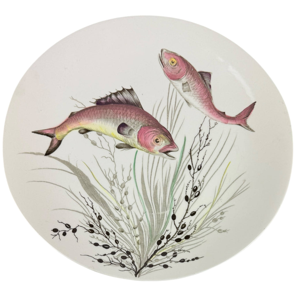 Vintage 1950s Johnson Brothers Fish Pattern Dinner Plate Design 3 10 3/8” by 9 1/2”