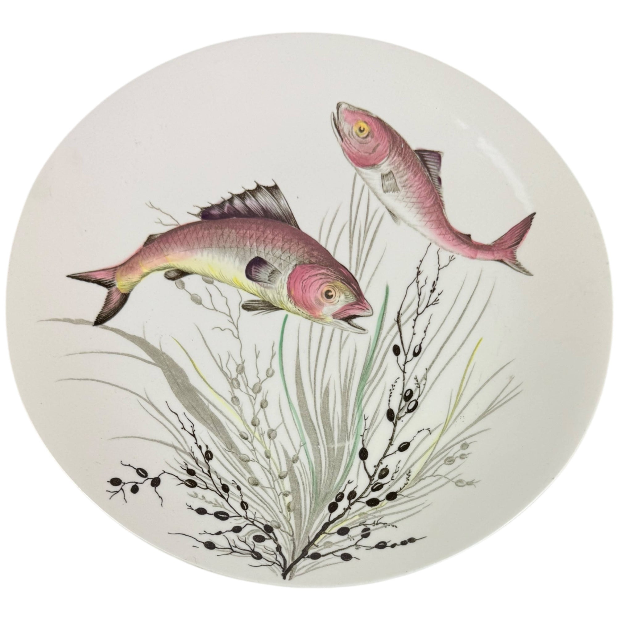 Vintage 1950s Johnson Brothers Fish Pattern Dinner Plate Design 3 10 3/8” by 9 1/2”