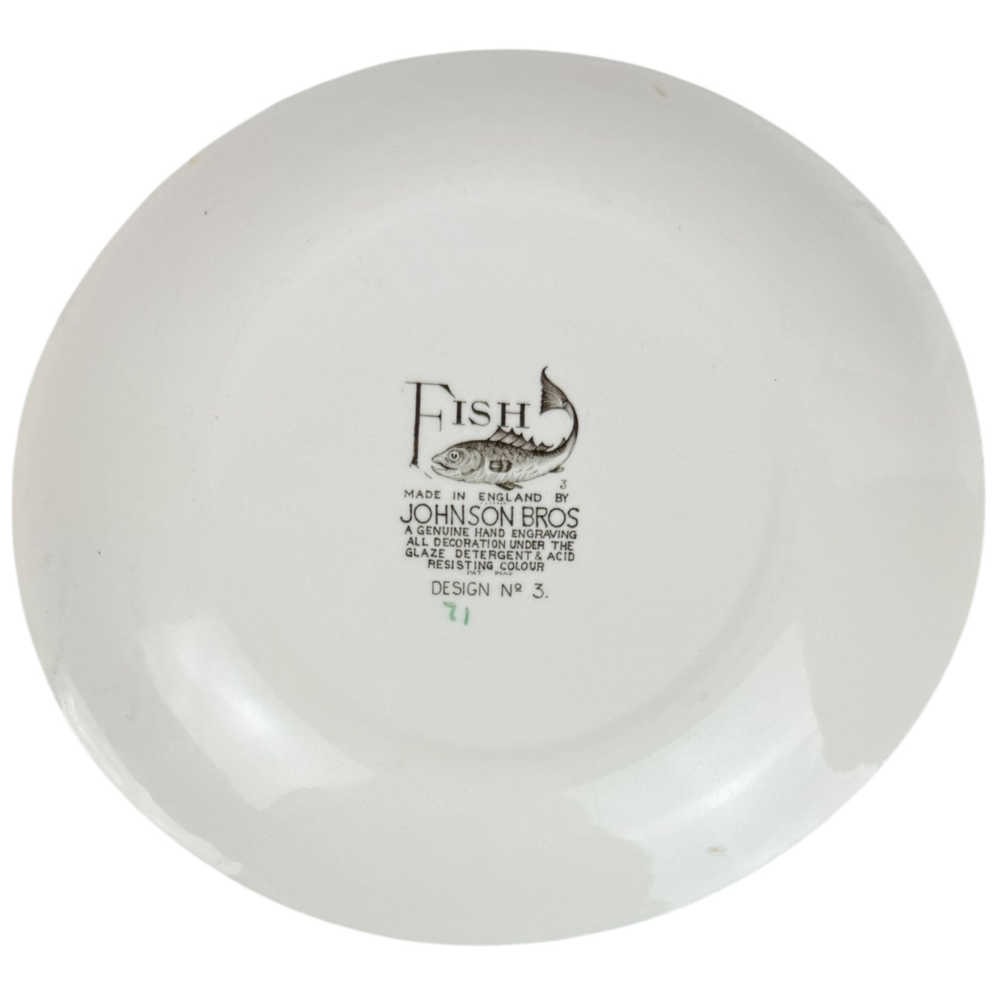 Vintage 1950s Johnson Brothers Fish Pattern Dinner Plate Design 3 10 3/8” by 9 1/2”