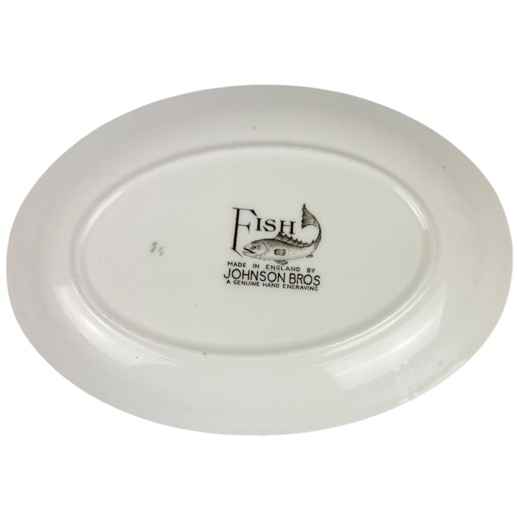 Vintage 1950s Johnson Brothers Fish Pattern Relish Bowl or Gravy Underplate 8”