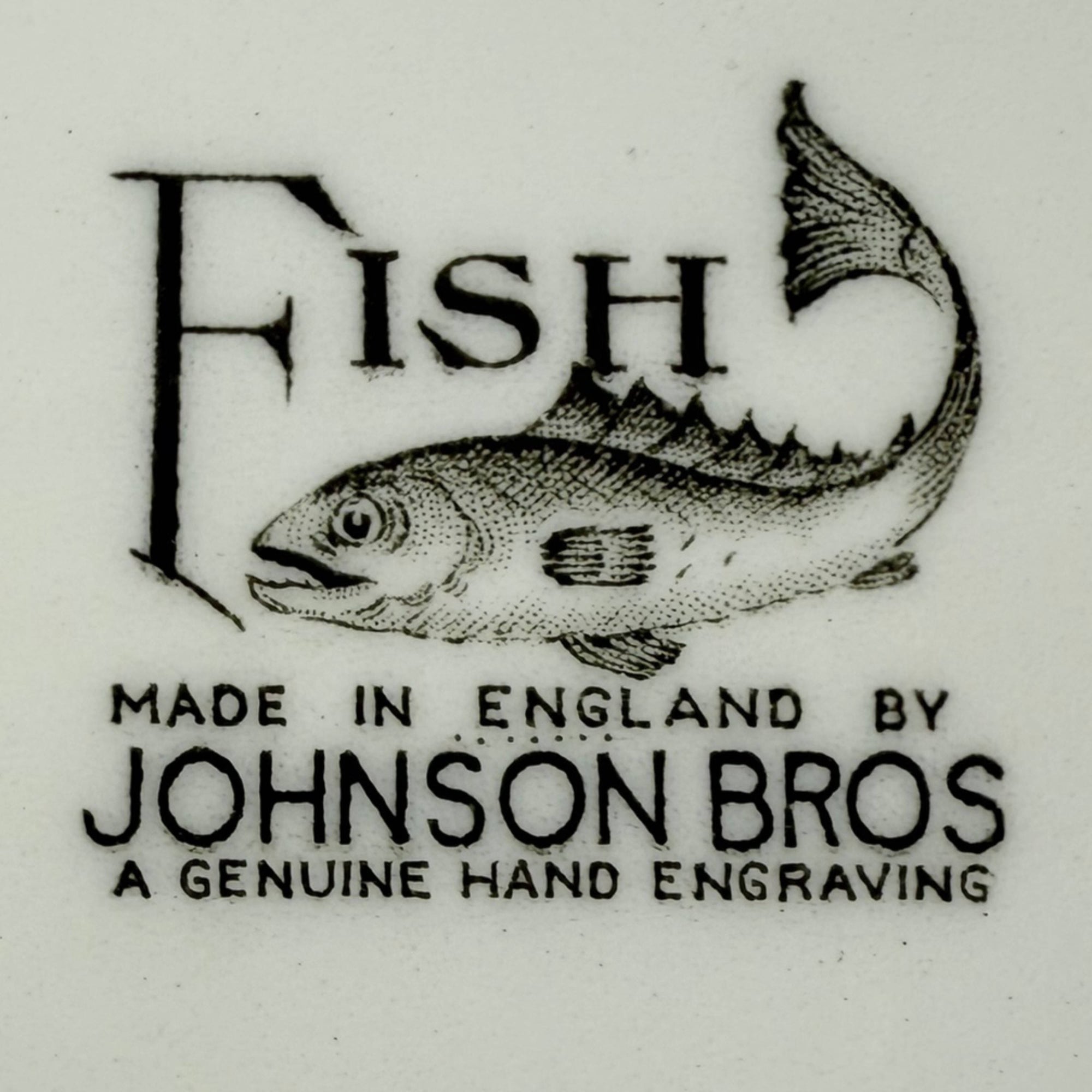 Vintage 1950s Johnson Brothers Fish Pattern Relish Bowl or Gravy Underplate 8”