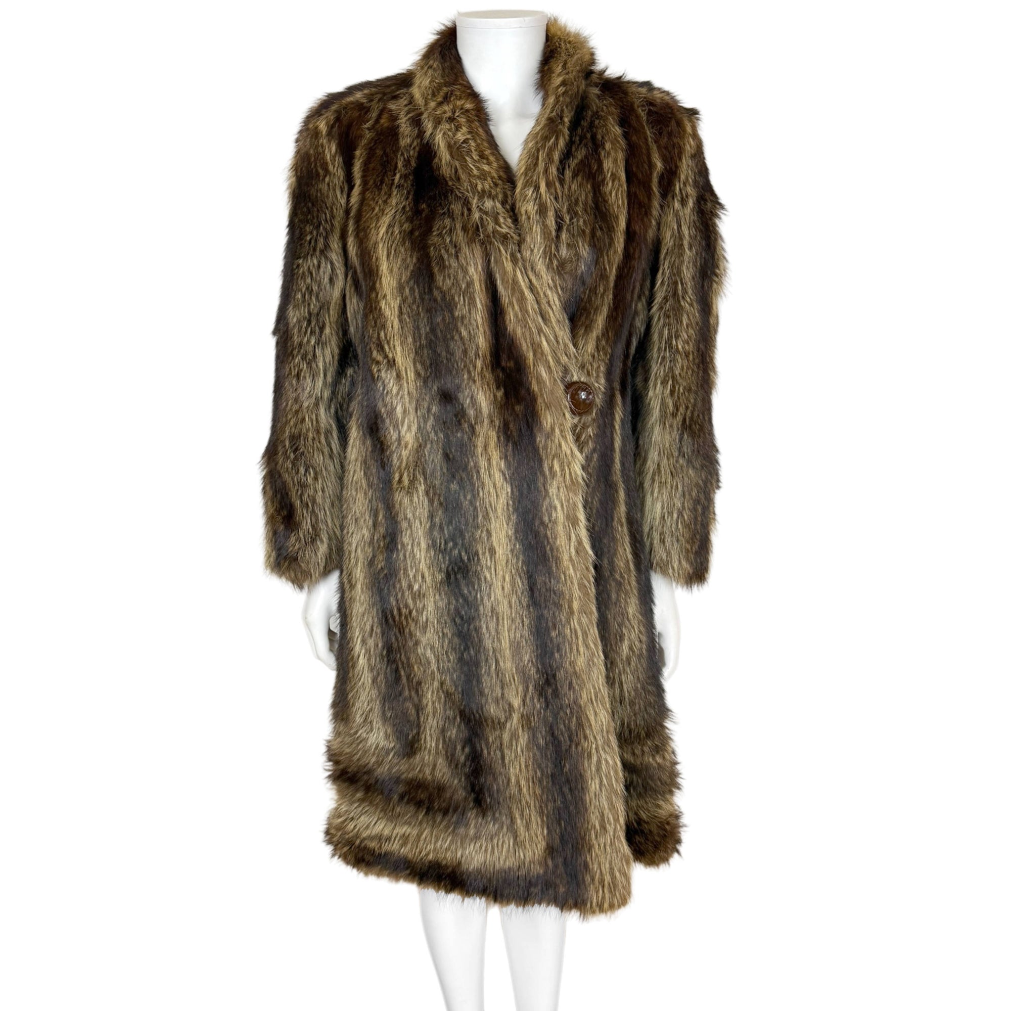 Vintage 1940s Raccoon Fur Coat Dated 1946 Ladies Size M