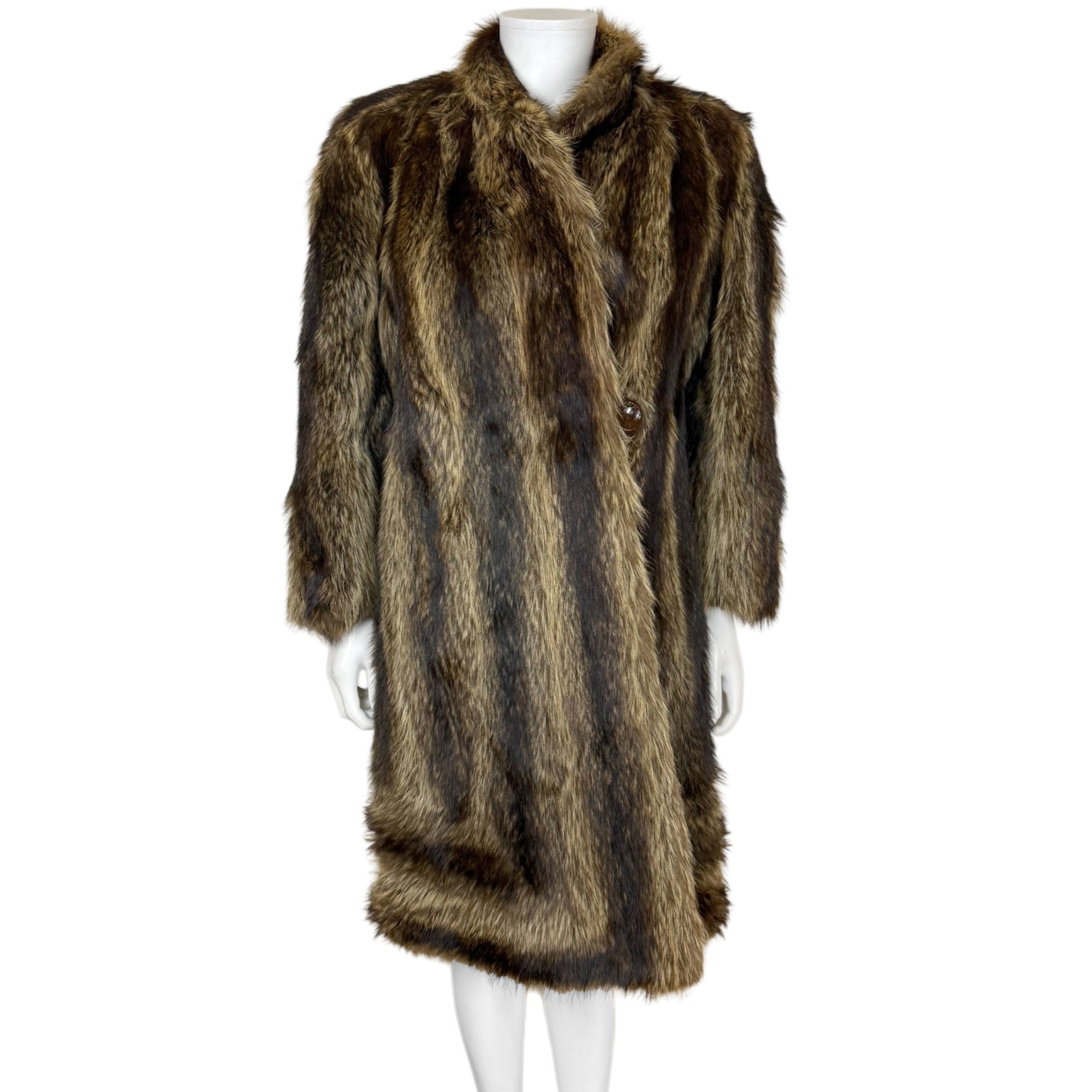 Vintage 1940s Raccoon Fur Coat Dated 1946 Ladies Size M