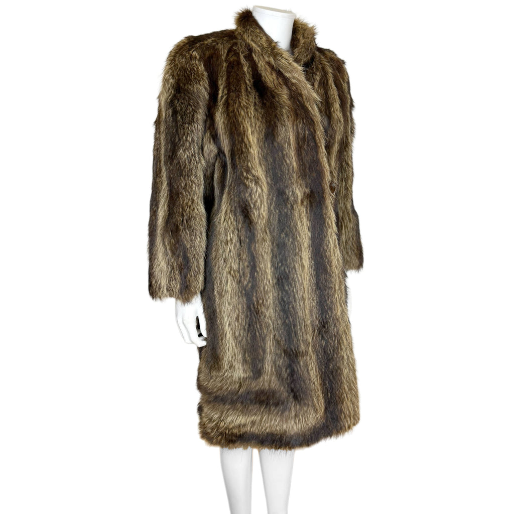 Vintage 1940s Raccoon Fur Coat Dated 1946 Ladies Size M