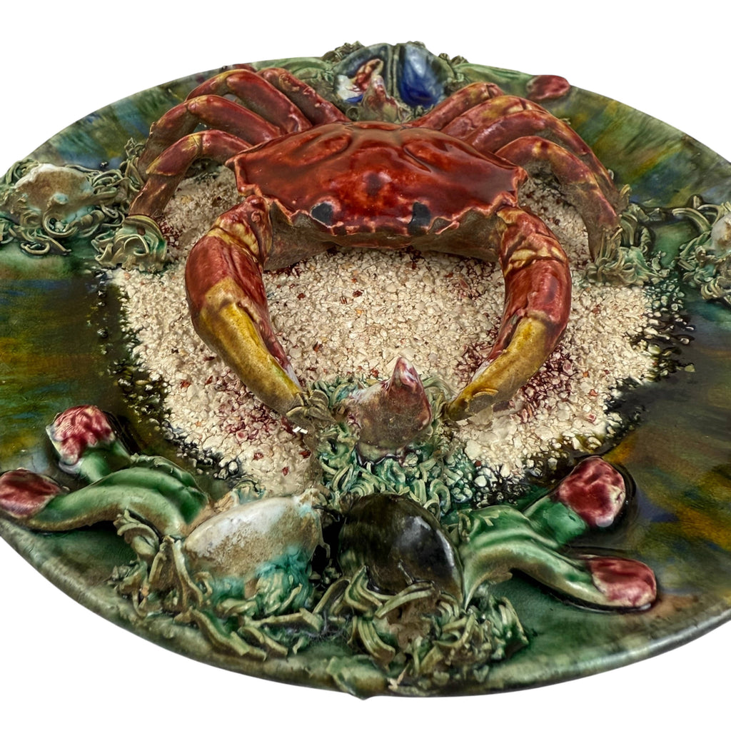 Vintage Portuguese Pottery Crab Plate Palissy Majolica Jose Alvaro Portugal