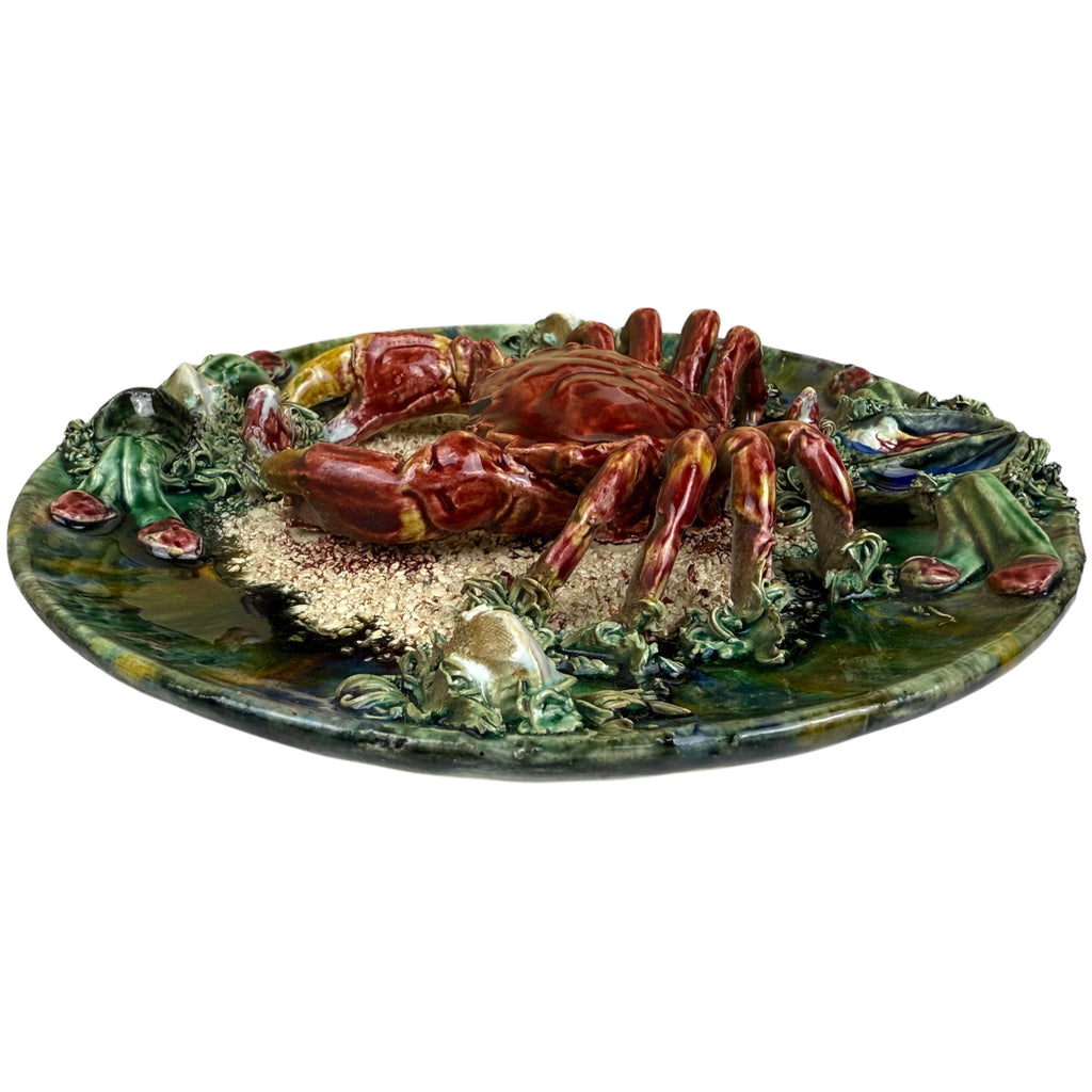 Vintage Portuguese Pottery Crab Plate Palissy Majolica Jose Alvaro Portugal
