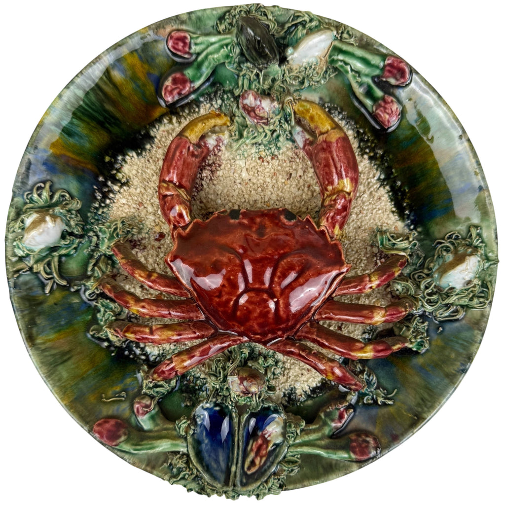 Vintage Portuguese Pottery Crab Plate Palissy Majolica Jose Alvaro Portugal