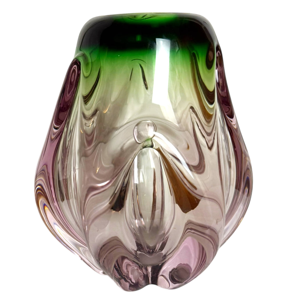Sommerso 1956 Czech Mid Century Modern Glass Vase 7.75"