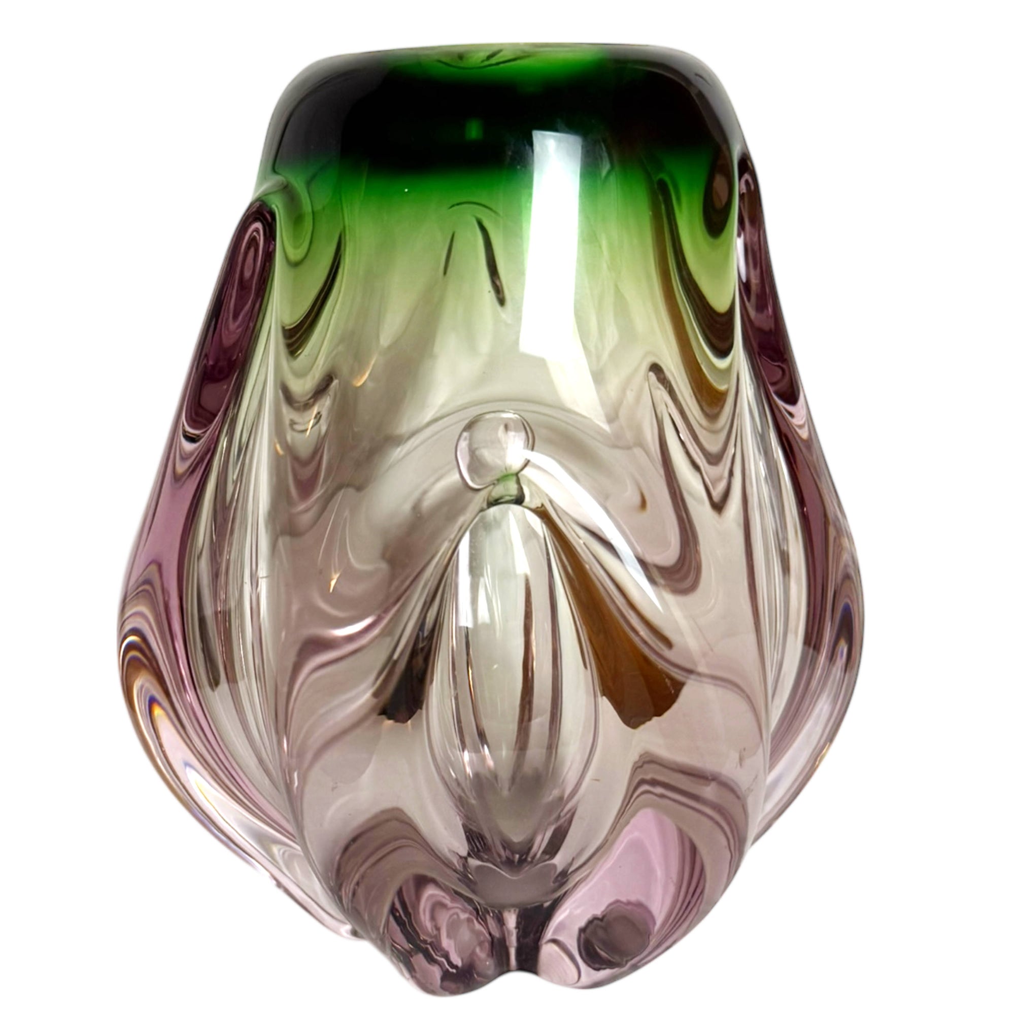 Sommerso 1956 Czech Mid Century Modern Glass Vase 7.75"