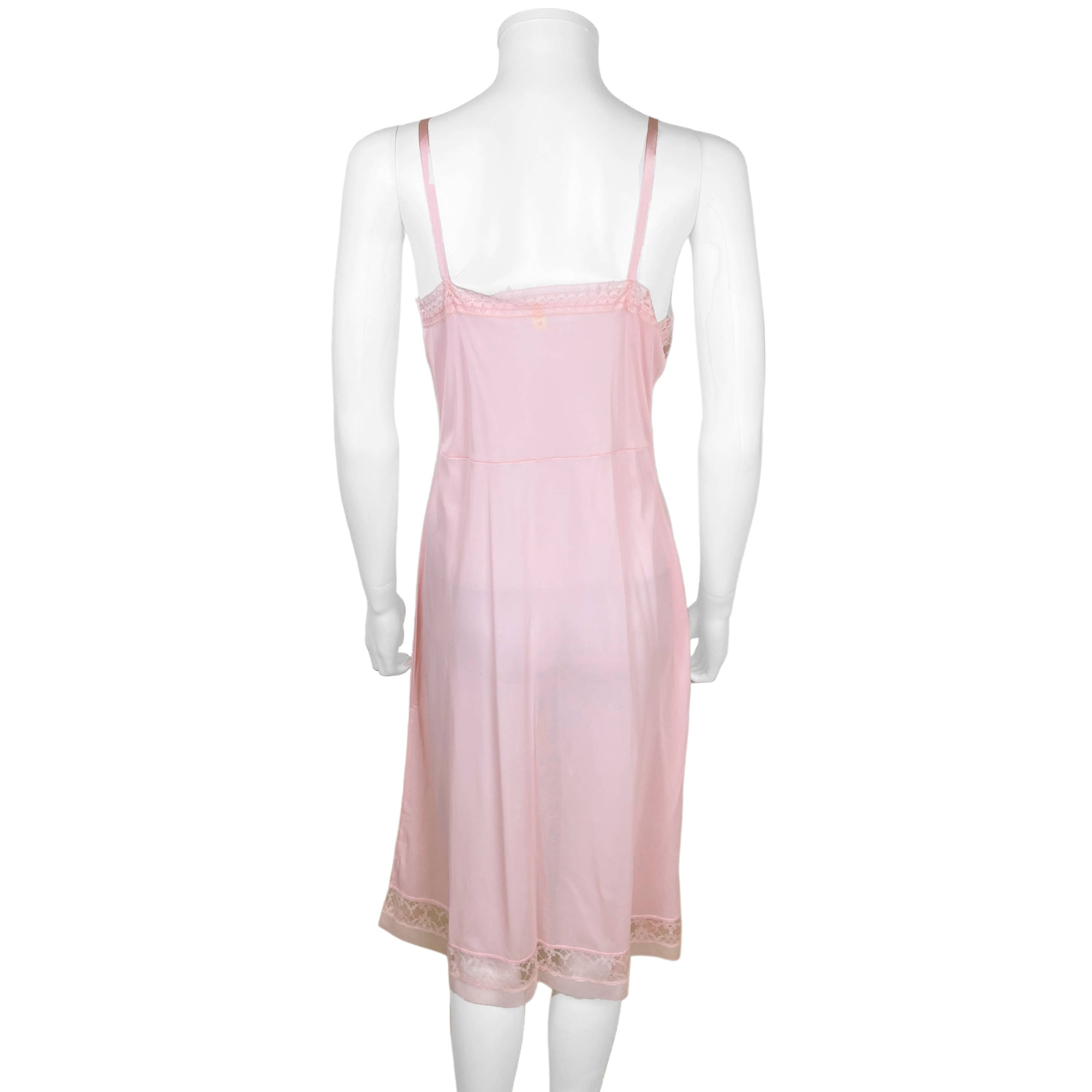 Vintage 1950s Slip Pink Nylon Lingerie with Lace Trim Sz 38