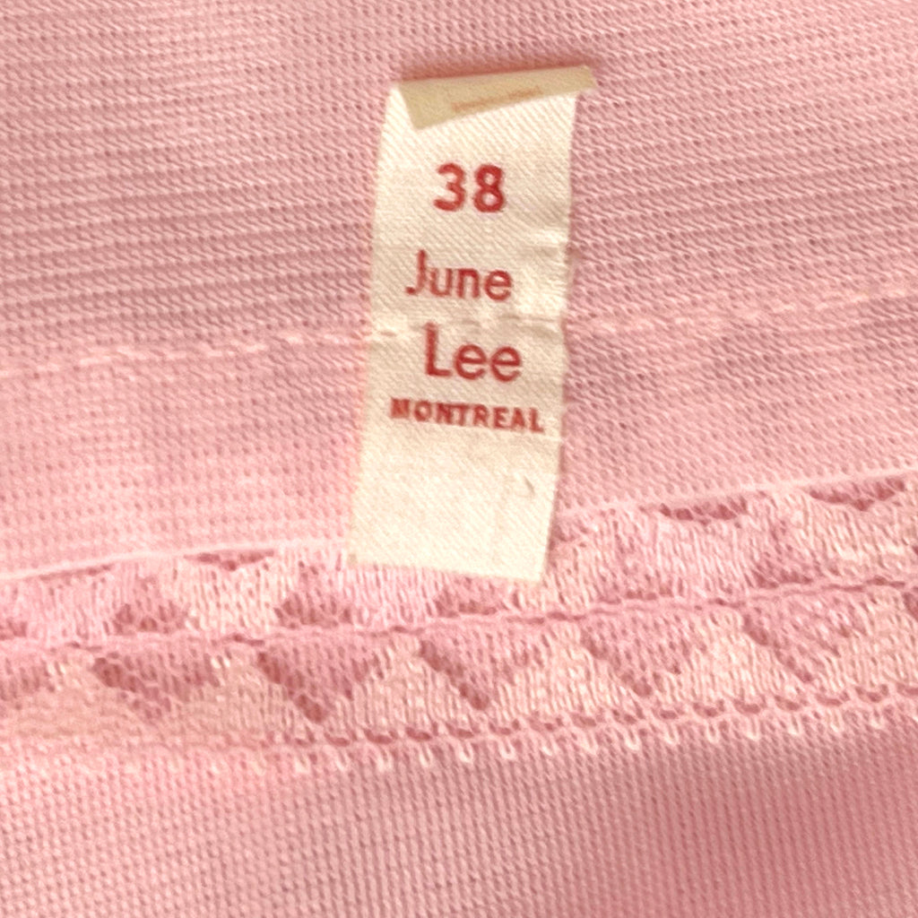 Vintage 1950s Slip Pink Nylon Lingerie with Lace Trim Sz 38