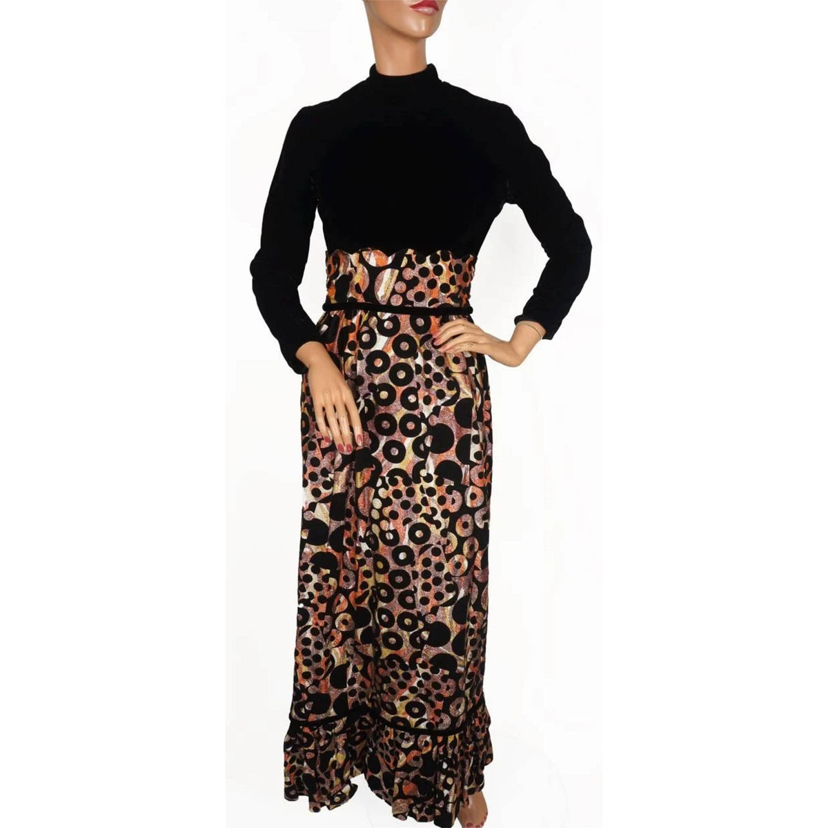 Vintage 1960s Black Velvet and Brocade Lamé Dress - Junior Vogue -  New York