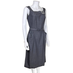 Vintage 1950s Day Dress Grey Faille Kathi Originals Size M