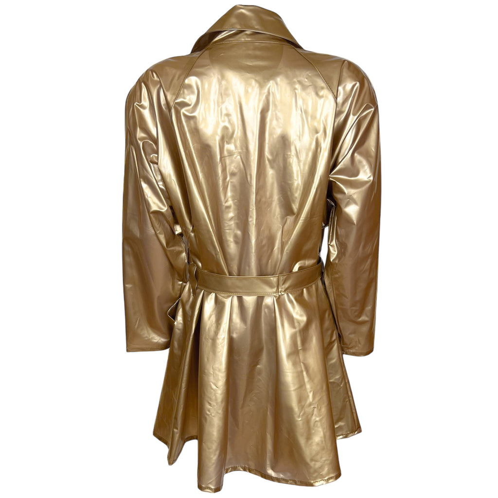 Vintage 1980s Kenn Sporn for Wippette Gold Vinyl Raincoat L