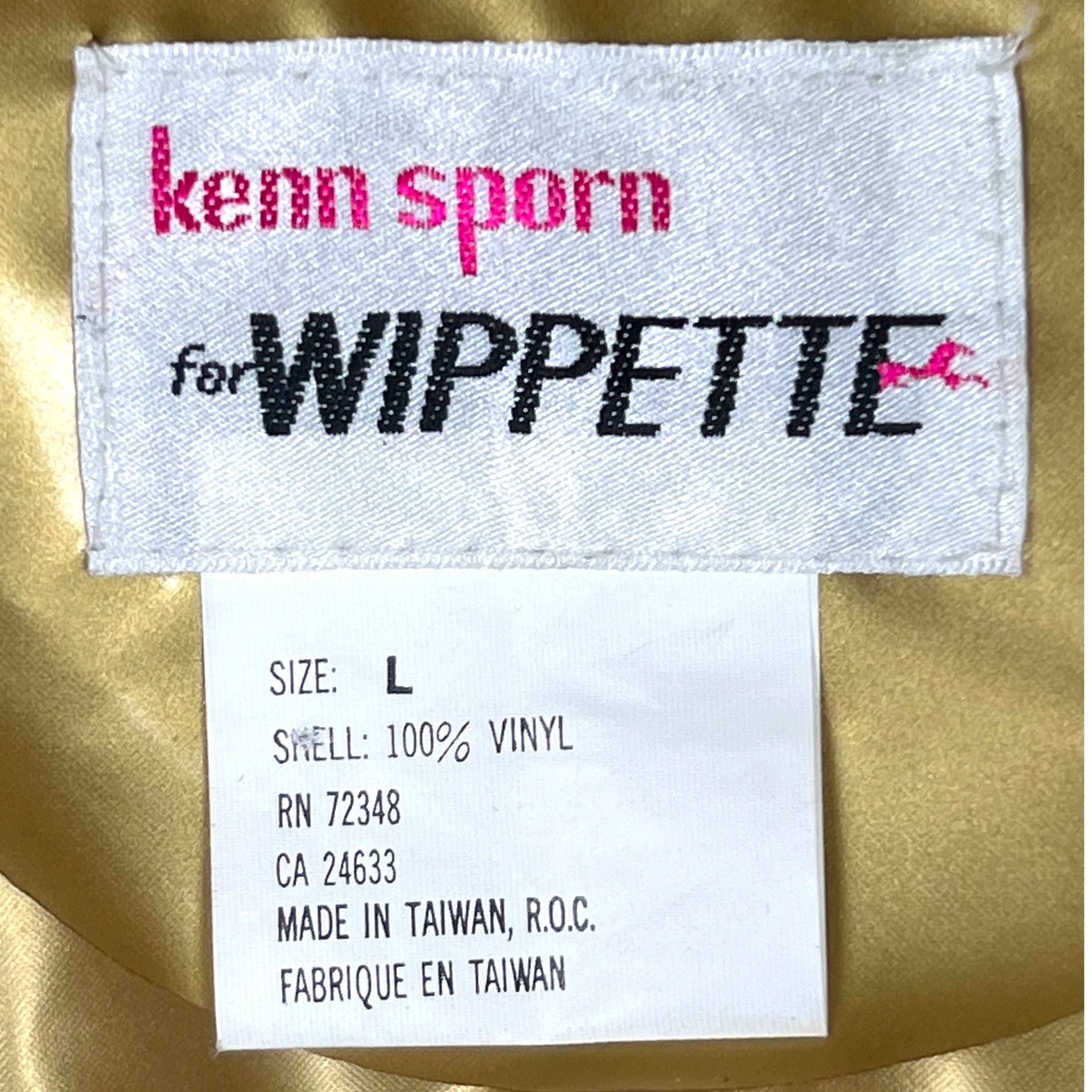 Vintage 1980s Kenn Sporn for Wippette Gold Vinyl Raincoat L