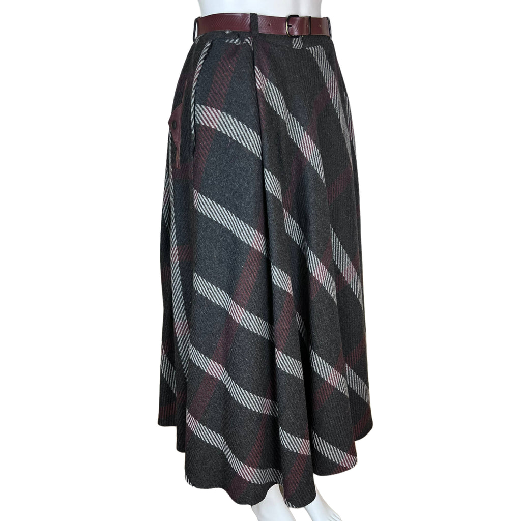 1970s Vintage Kestila Finland Skirt Striped Wool Blend Sz 10