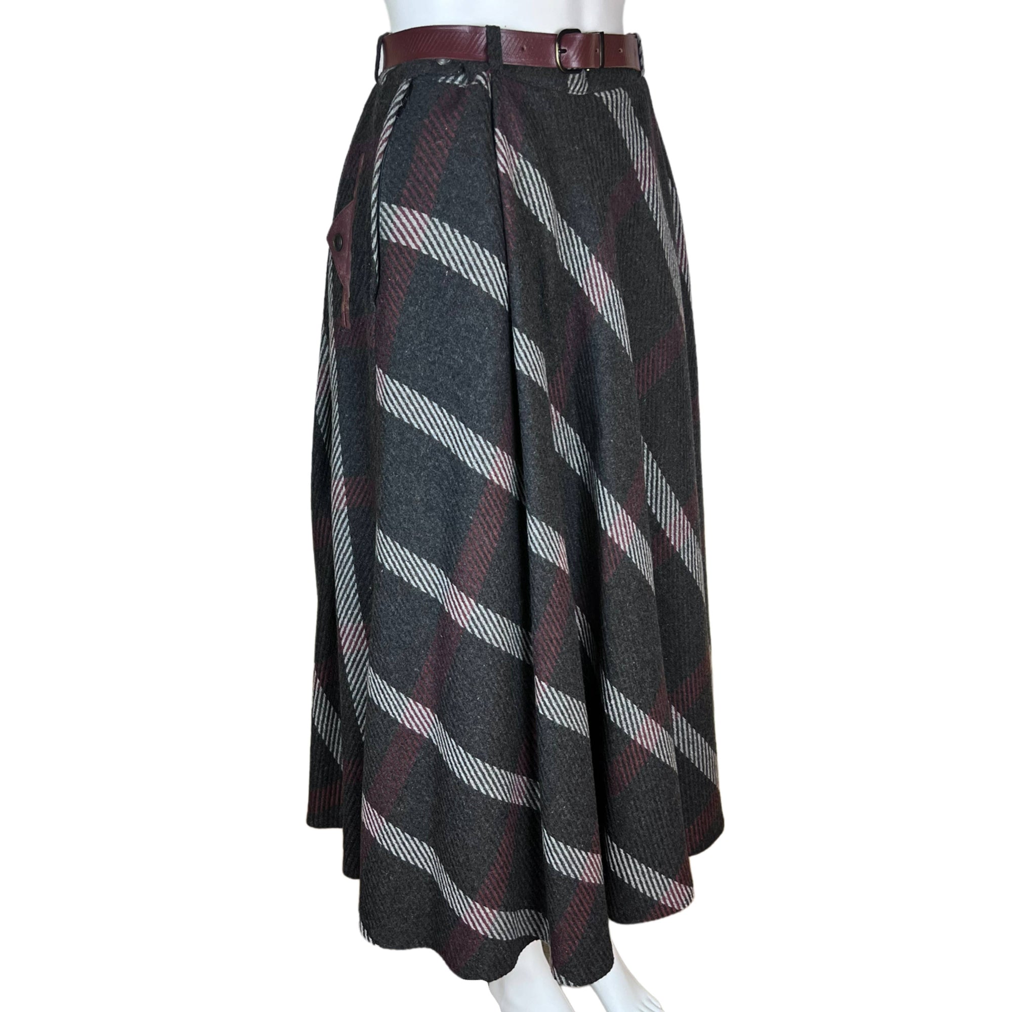 1970s Vintage Kestila Finland Skirt Striped Wool Blend Sz 10