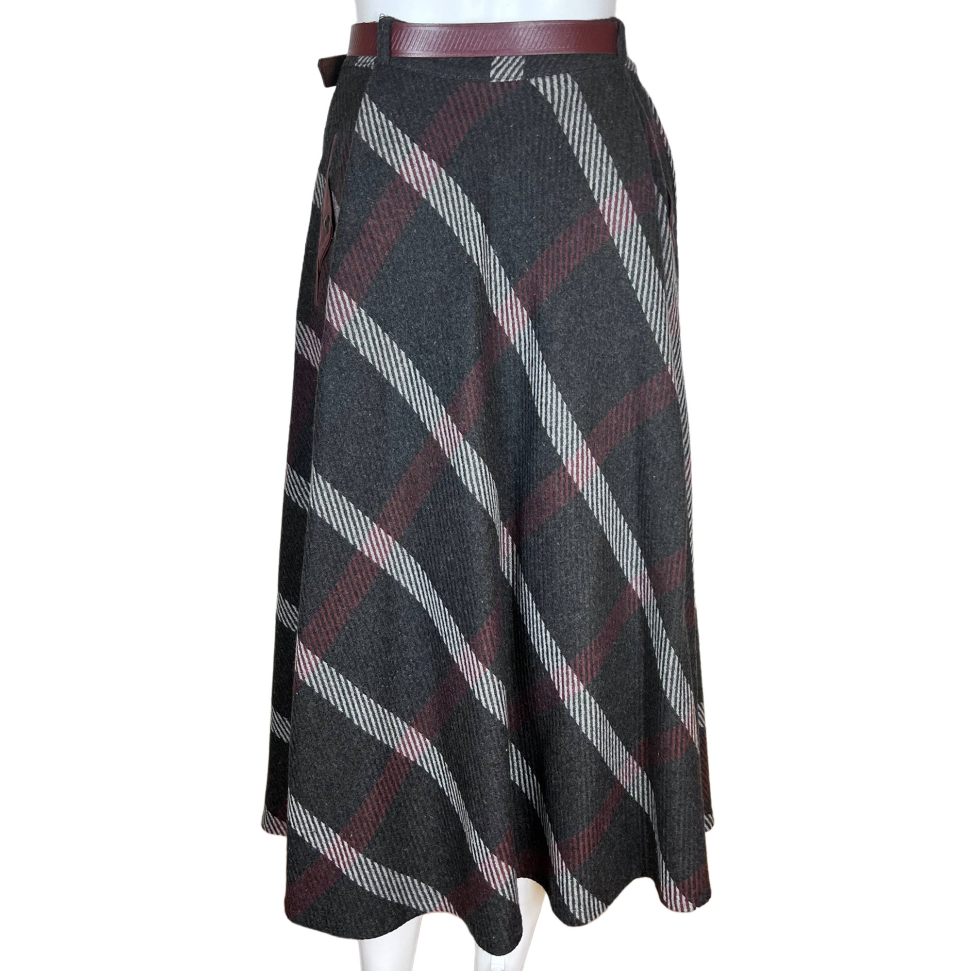 1970s Vintage Kestila Finland Skirt Striped Wool Blend Sz 10