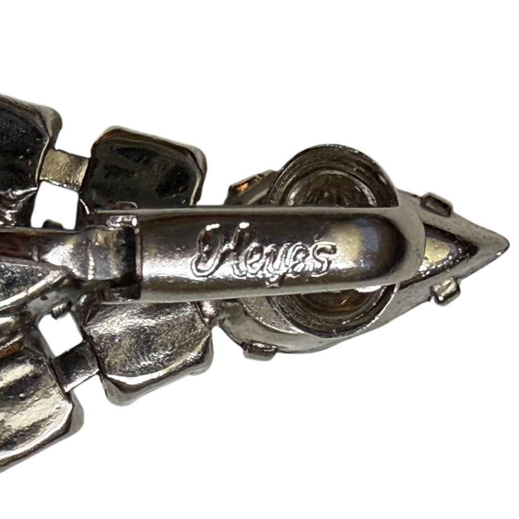 Vintage 1960s Rhinestone Earrings by Keyes Large Dangles 3”