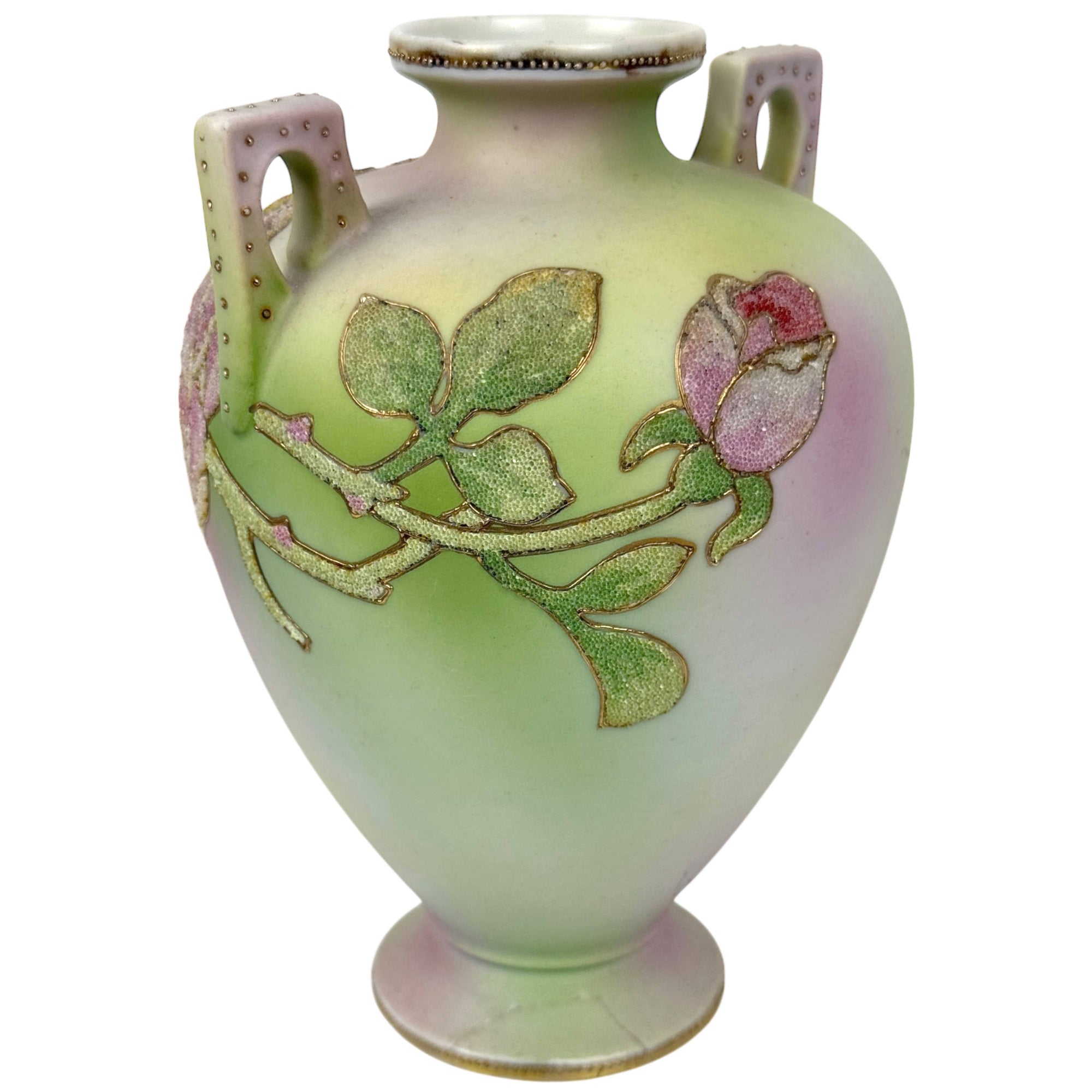 Antique 1910s Nippon Coralene Vase – Kinran Japan Porcelain