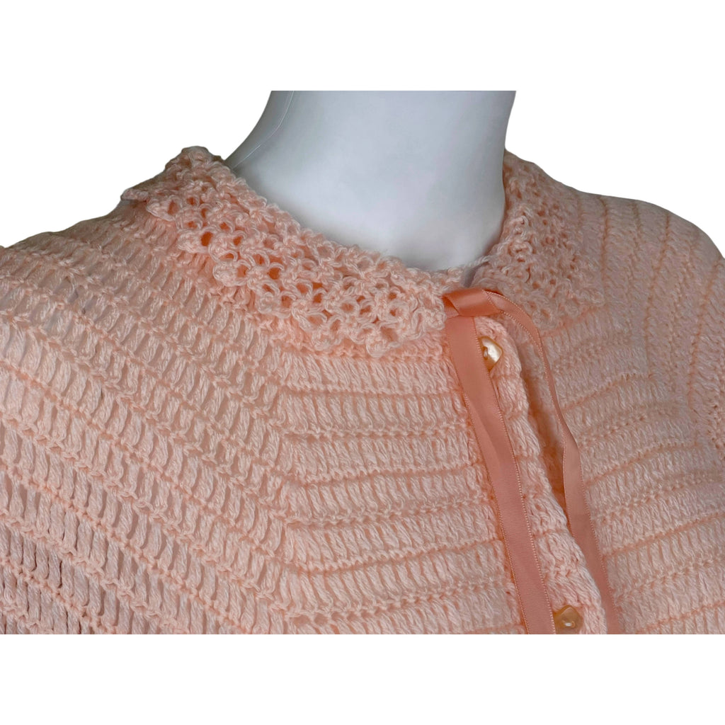 Vintage Bed Jacket Hand Knit Pink Wool 1920s 30s