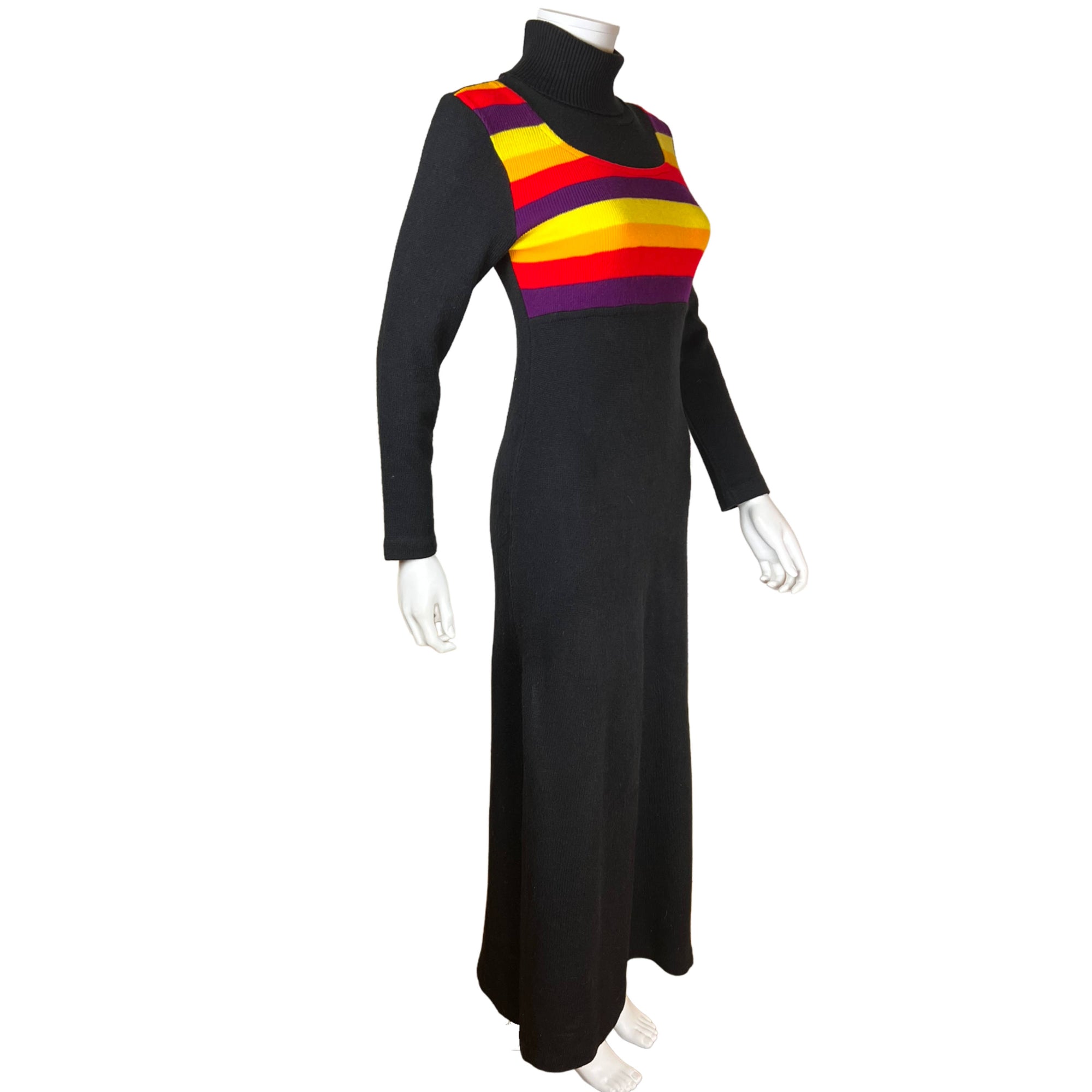Vintage 1970s Rainbow Dress Knitty Gritty Label Sz M