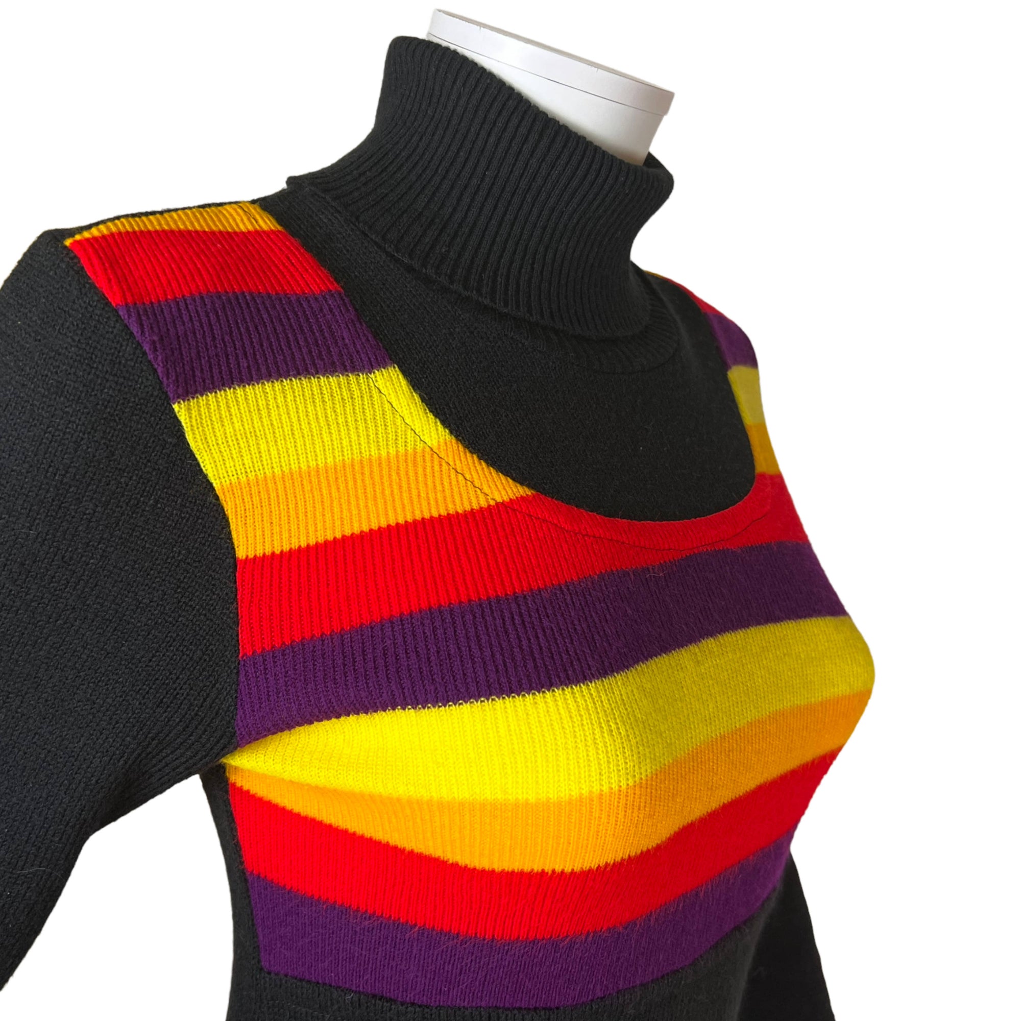 Vintage 1970s Rainbow Dress Knitty Gritty Label Sz M