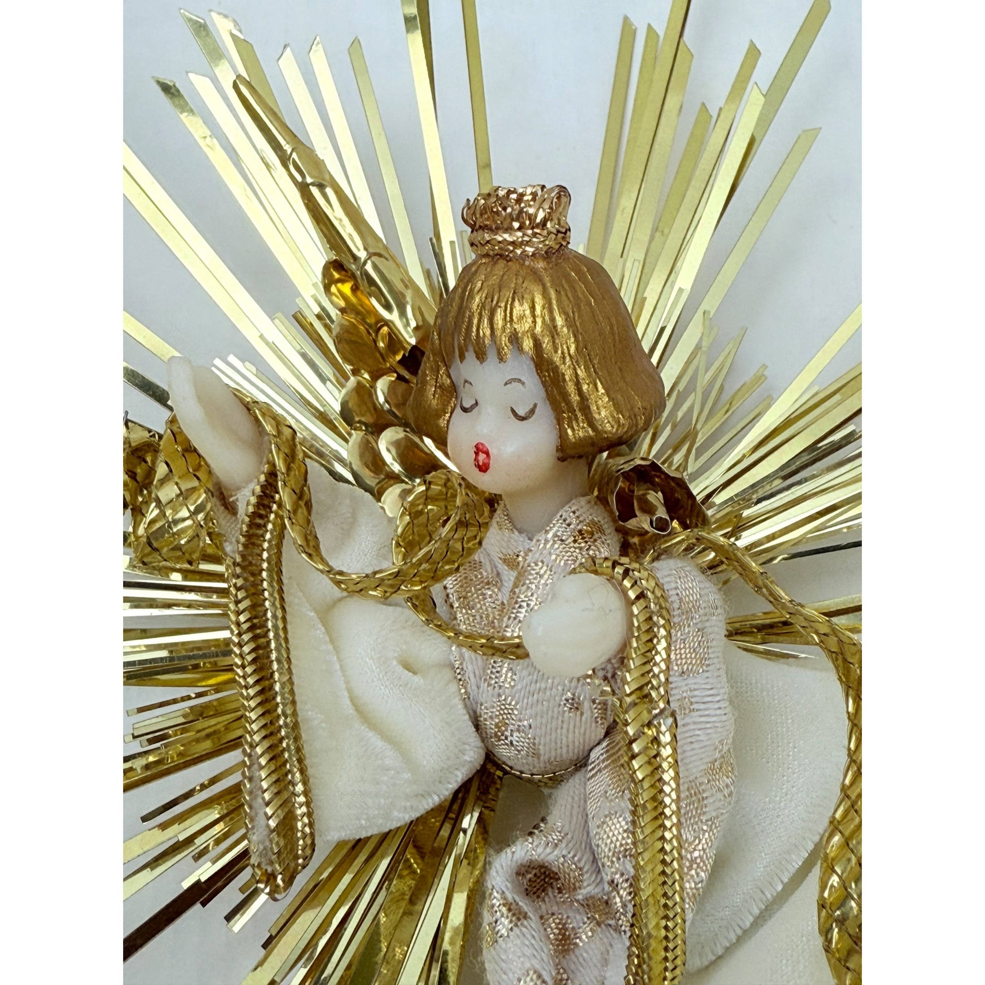Vintage 1980s Koestel Wax Angel Tree Topper in Box West Germany