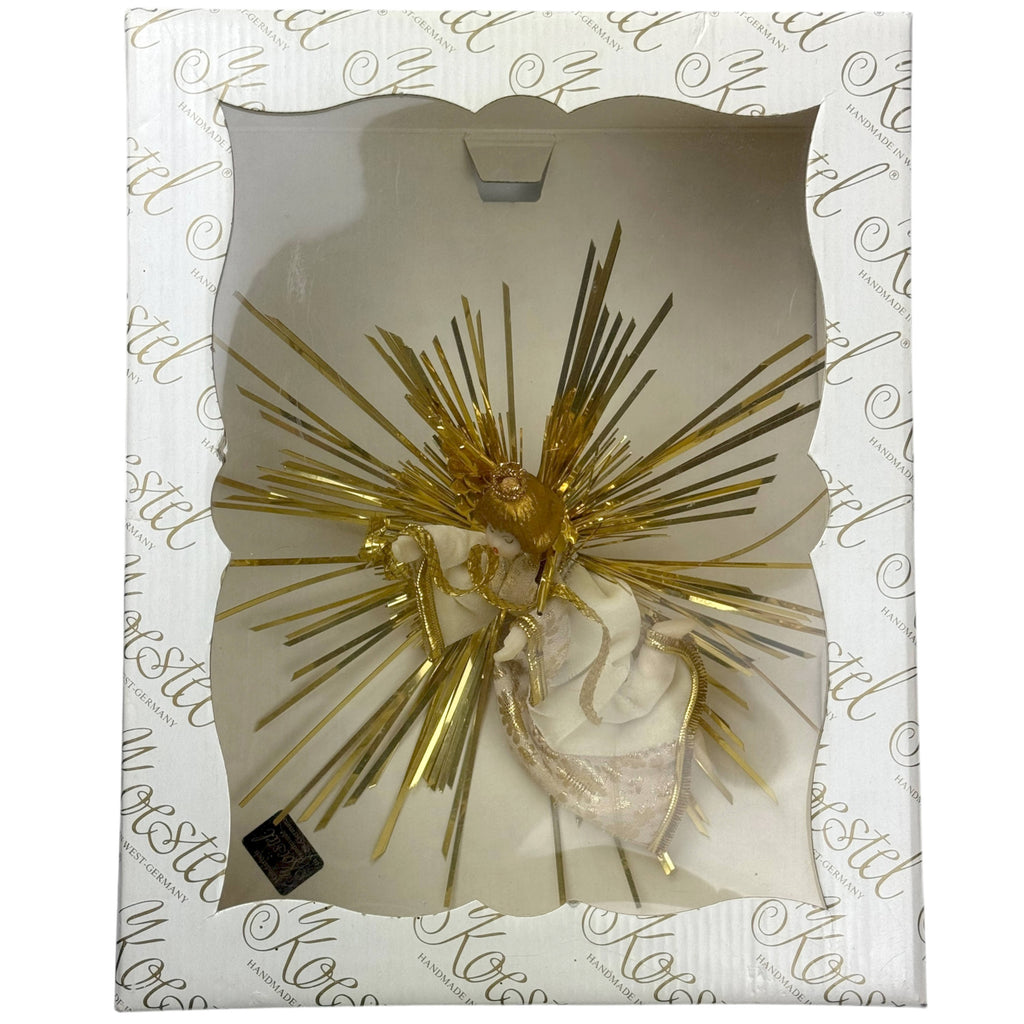 Vintage 1980s Koestel Wax Angel Tree Topper in Box West Germany