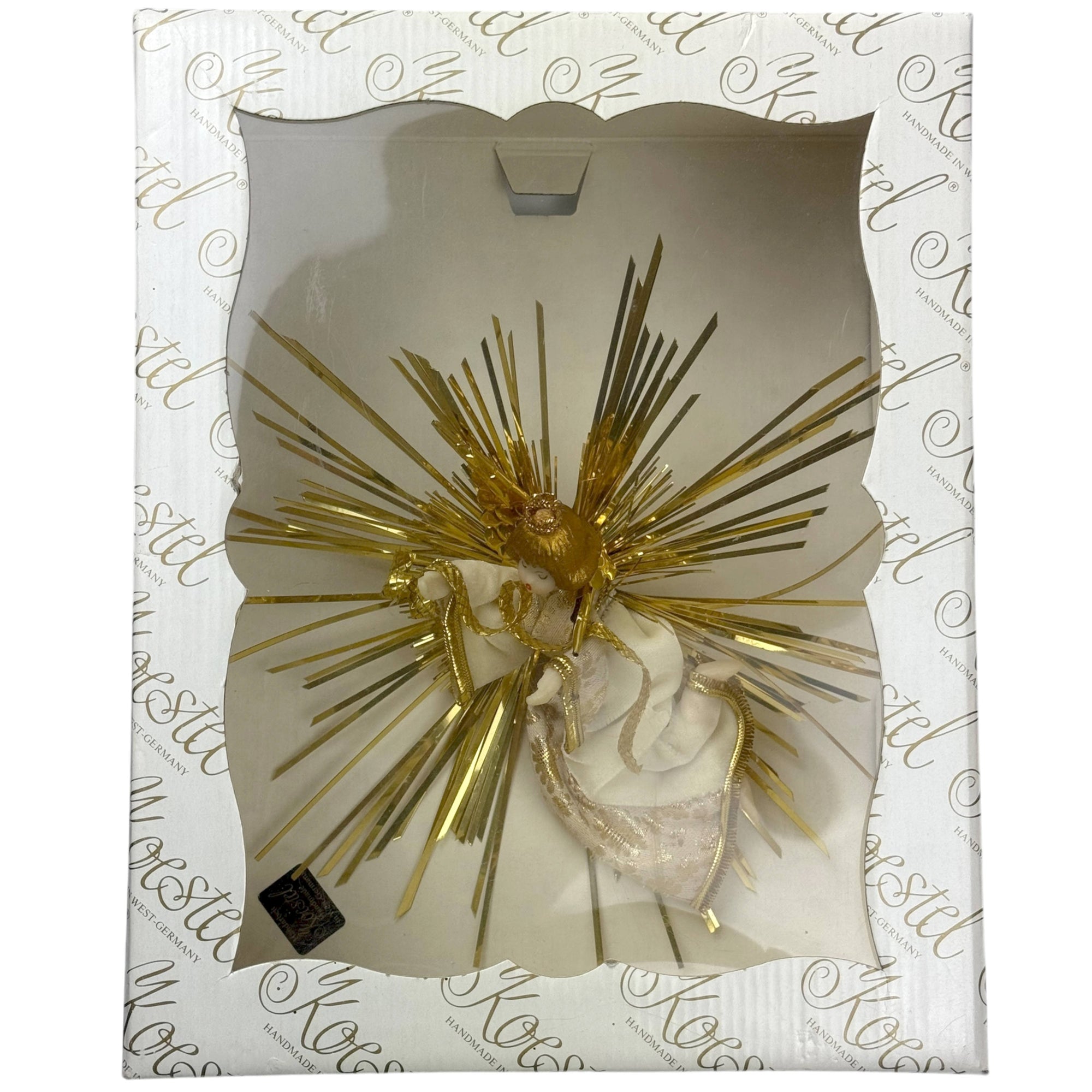 Vintage 1980s Koestel Wax Angel Tree Topper in Box West Germany