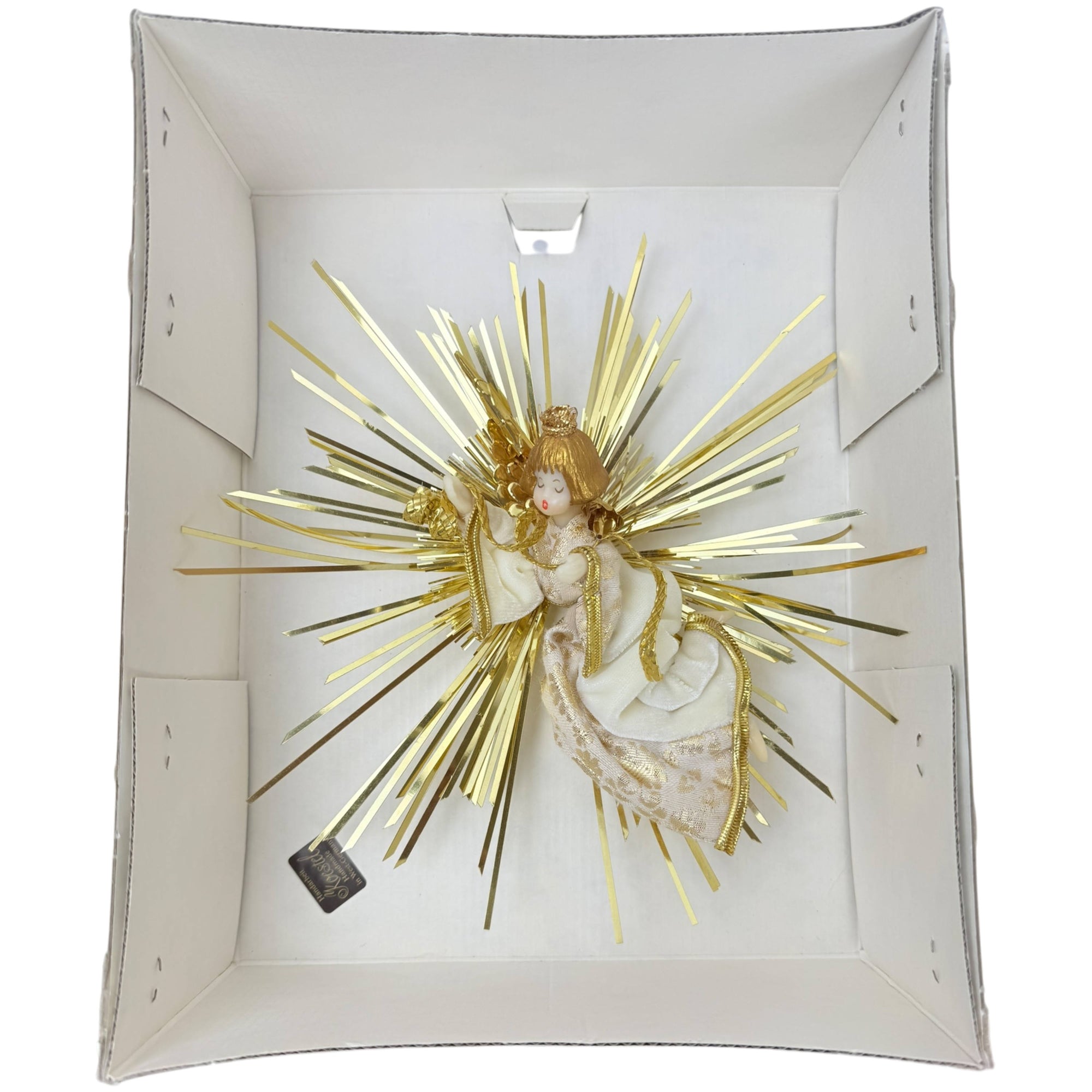 Vintage 1980s Koestel Wax Angel Tree Topper in Box West Germany