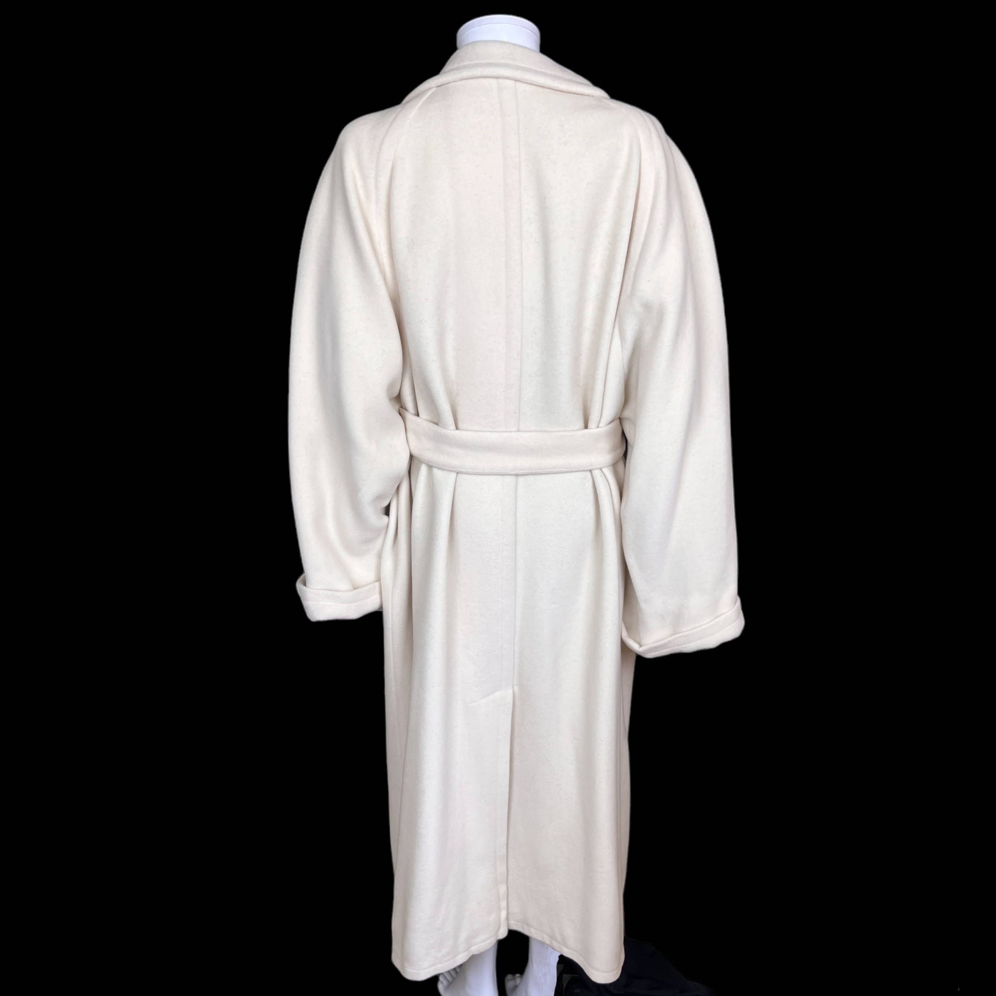 1980s Vintage Krizia Coat Off White Wool Swagger Style L XL