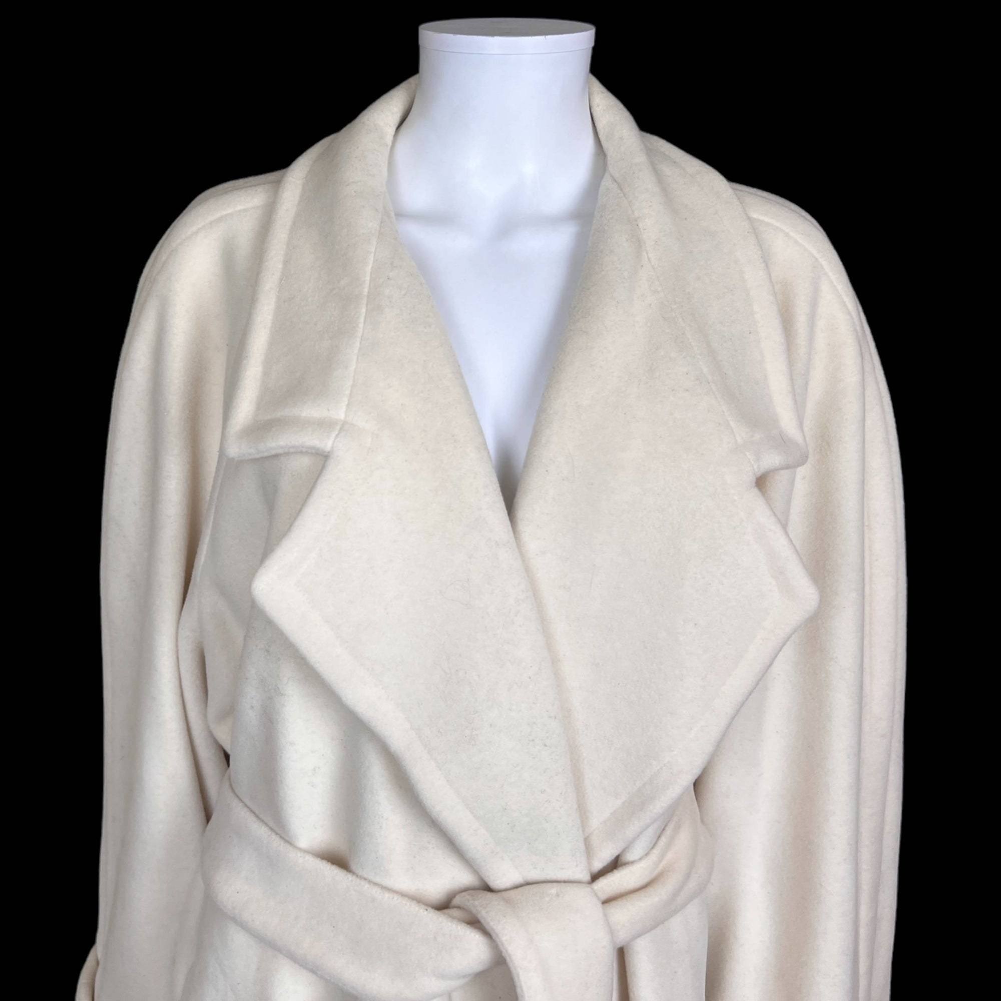 1980s Vintage Krizia Coat Off White Wool Swagger Style L XL
