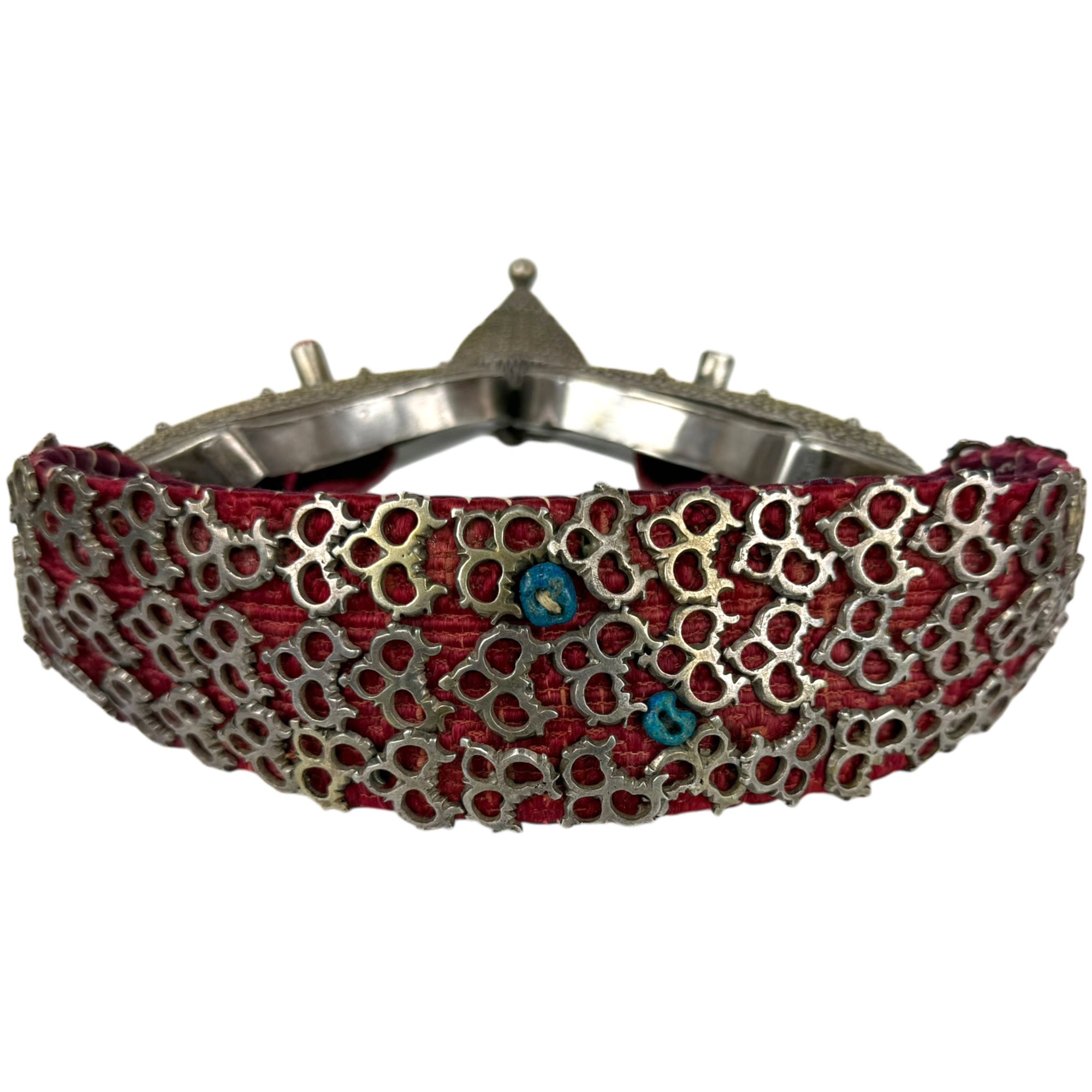 Antique Kurdish Belt with Silver Boteh Buckle Tribal Jewelry