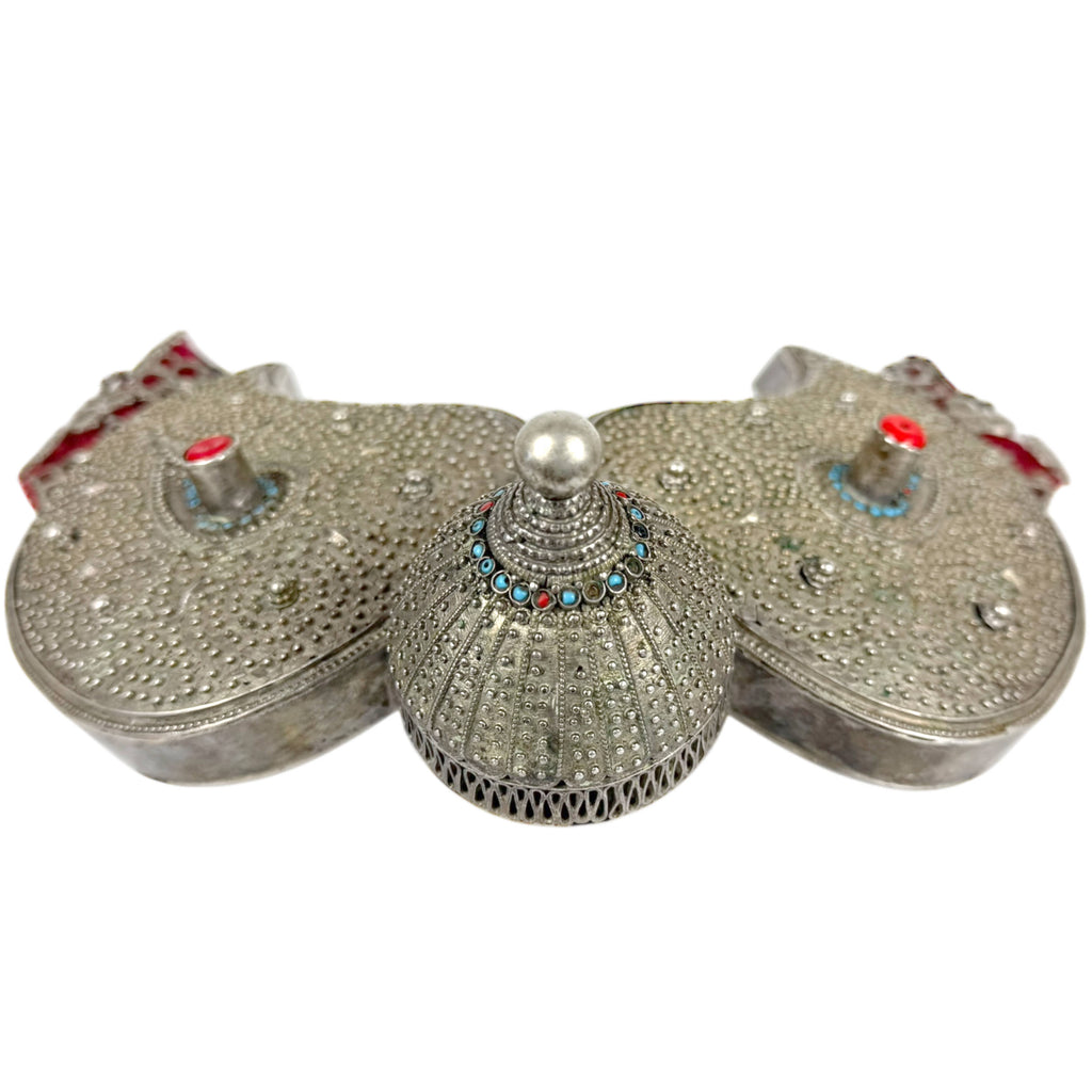 Antique Kurdish Belt with Silver Boteh Buckle Tribal Jewelry