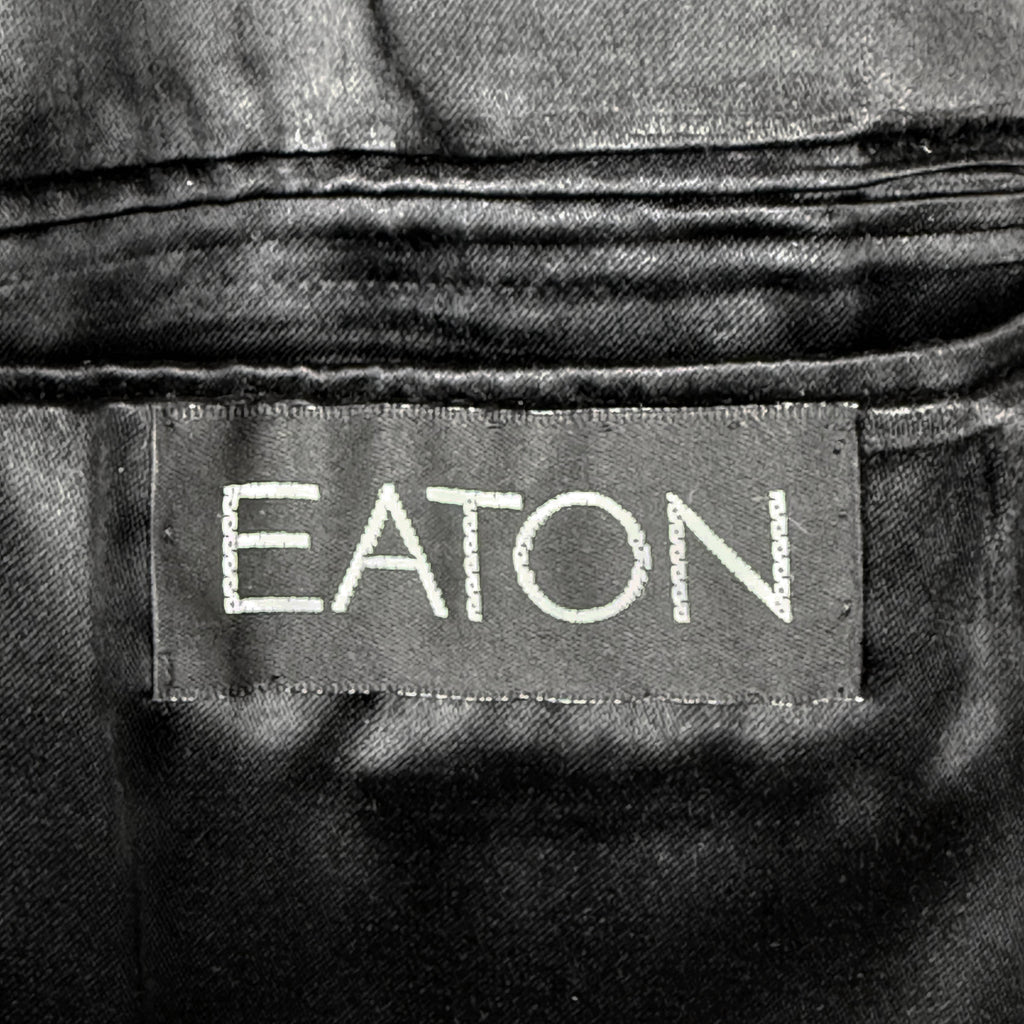 Close-up of Eaton label sewn inside vintage Cardinal Canadian-made men's overcoat