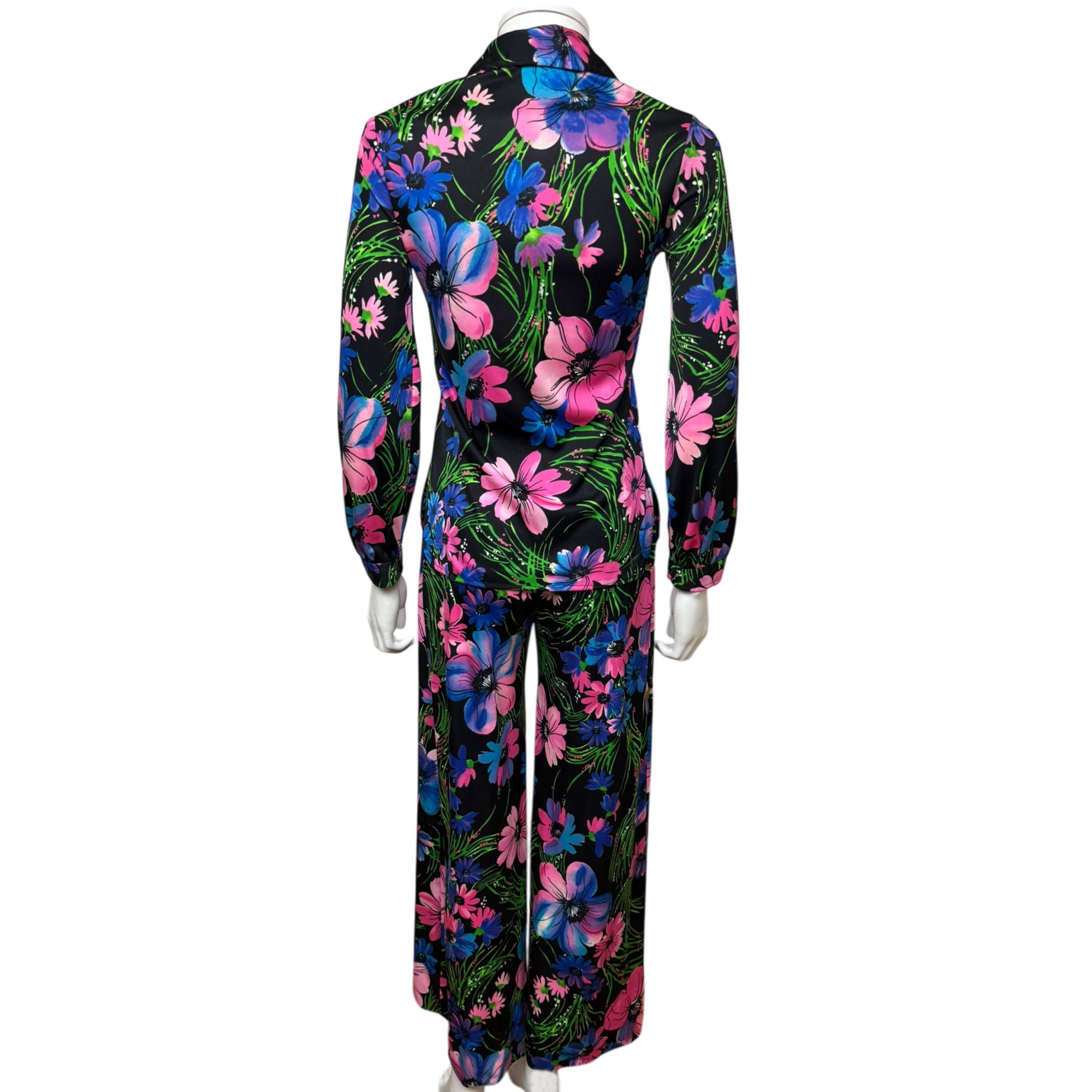 Vintage 1970s Hostess Pyjamas Floral Pattern Pajamas Size S