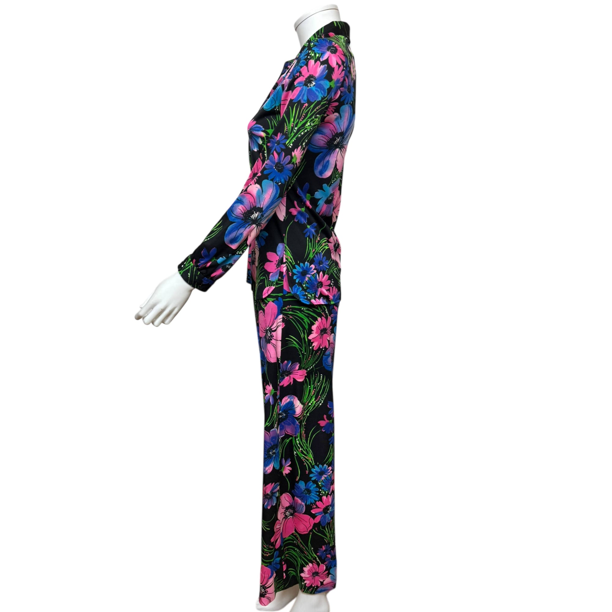 Vintage 1970s Hostess Pyjamas Floral Pattern Pajamas Size S