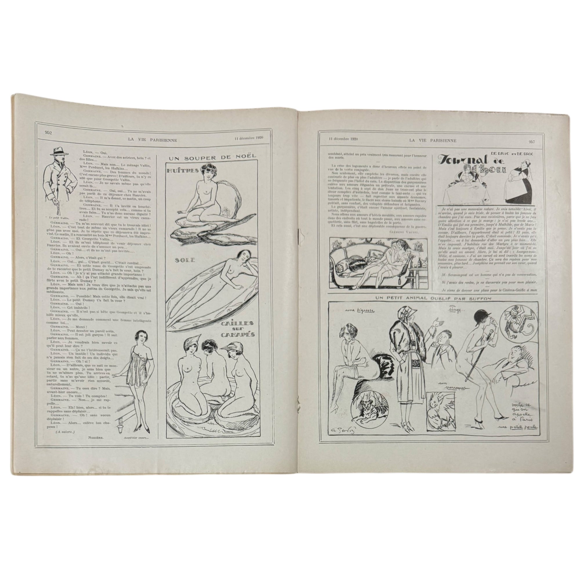 La Vie Parisienne Magazine 11 December 1920 Léo Fontan Christmas Cover & Maurice Millière Centre Spread