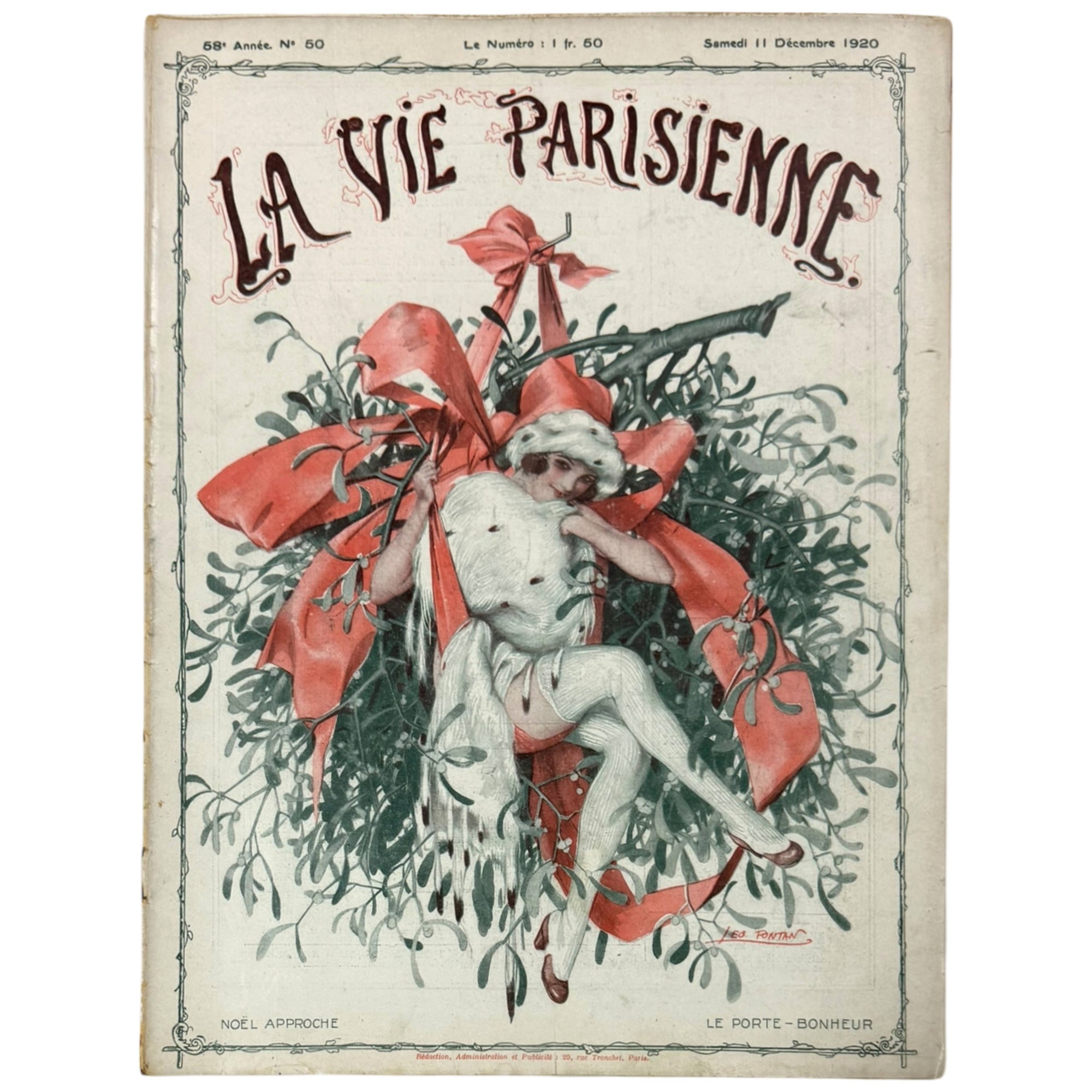 La Vie Parisienne Magazine 11 December 1920 Léo Fontan Christmas Cover & Maurice Millière Centre Spread