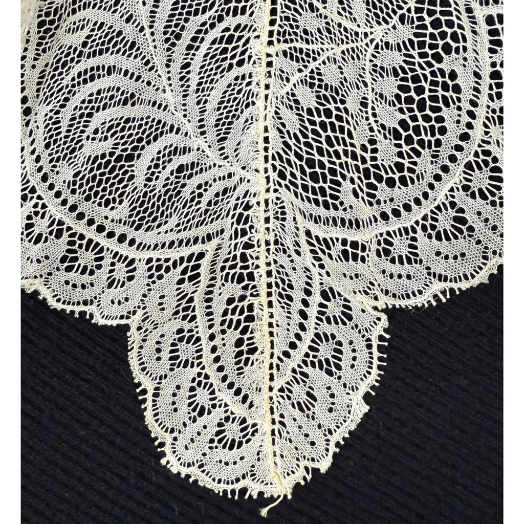 Edwardian Lace Jabot Machine Valenciennes Net Lace w Pink Rosette