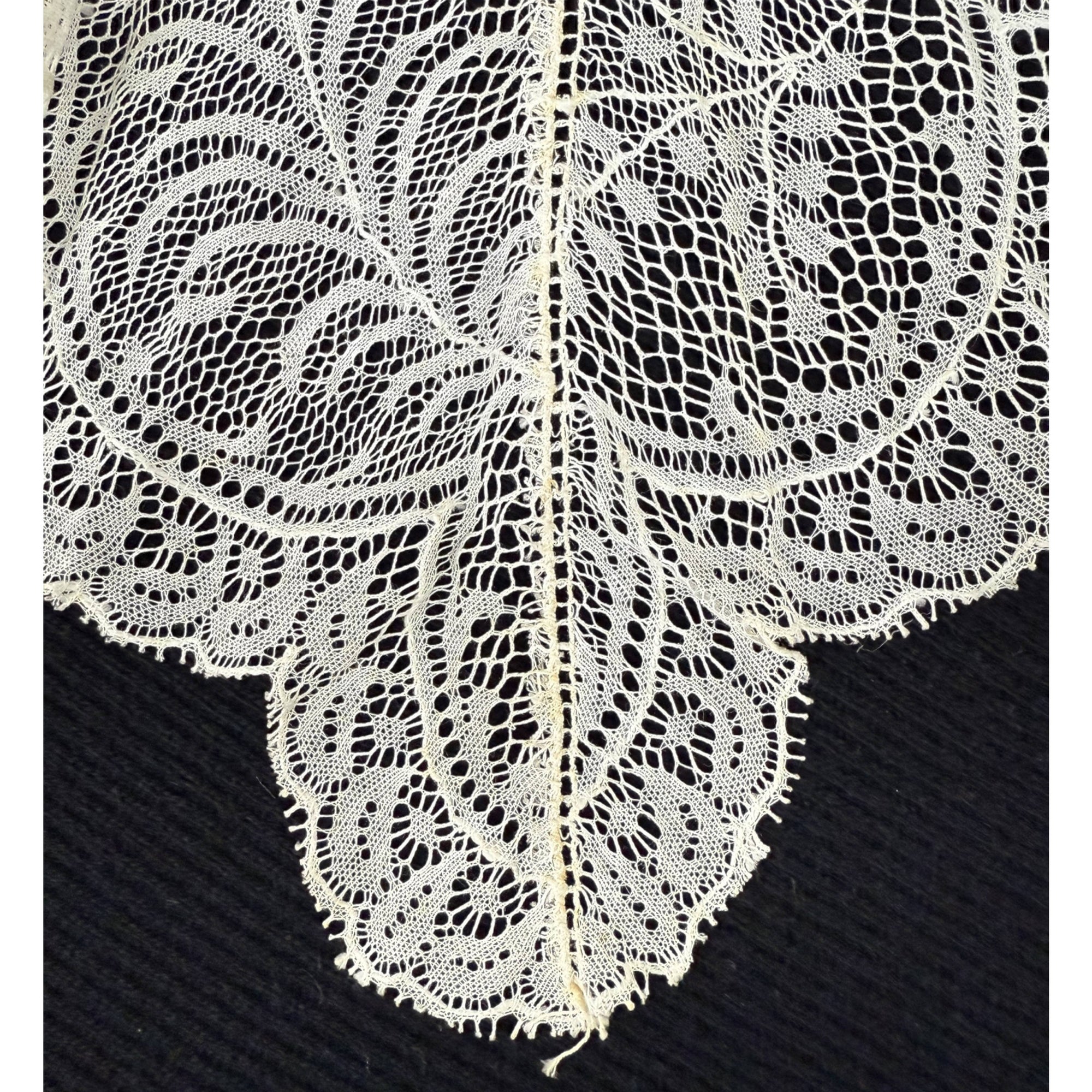 Edwardian Lace Jabot Machine Valenciennes Net Lace w Pink Rosette