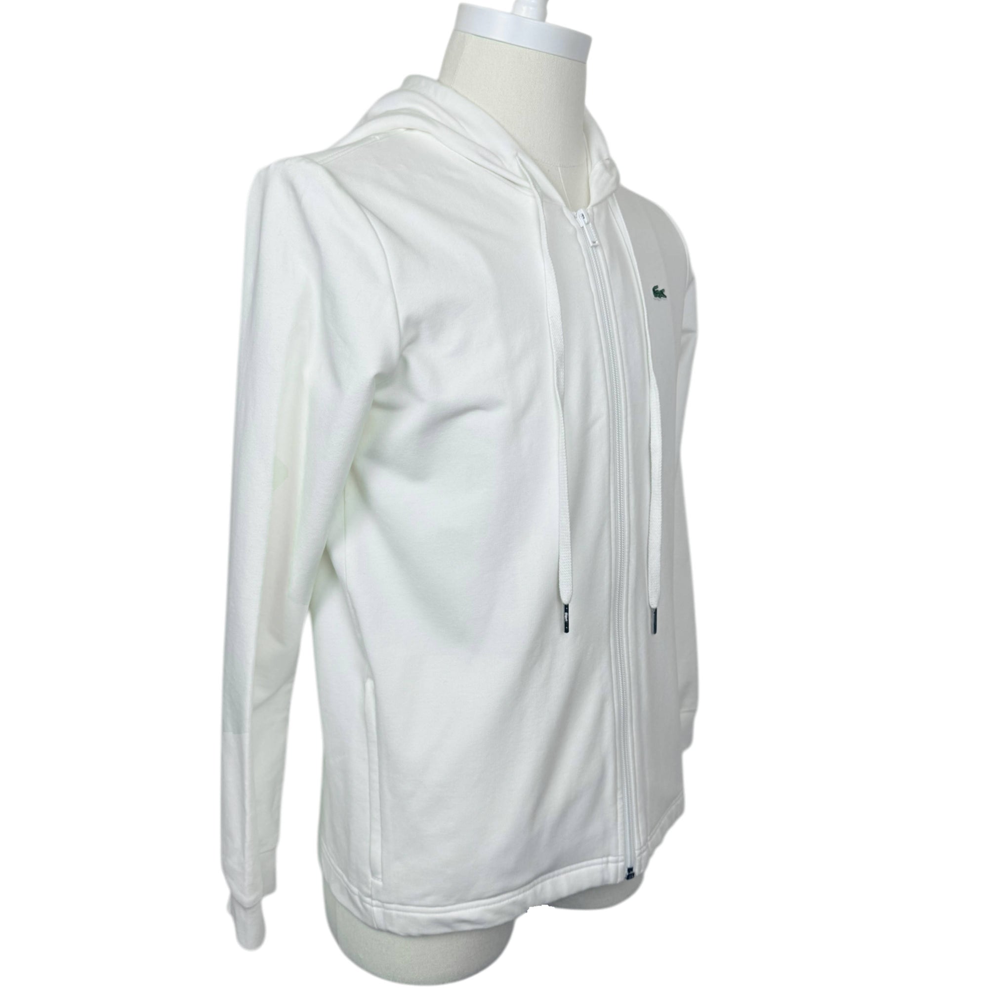 Vintage Lacoste Hoodie White Cotton Tennis Jacket French 42