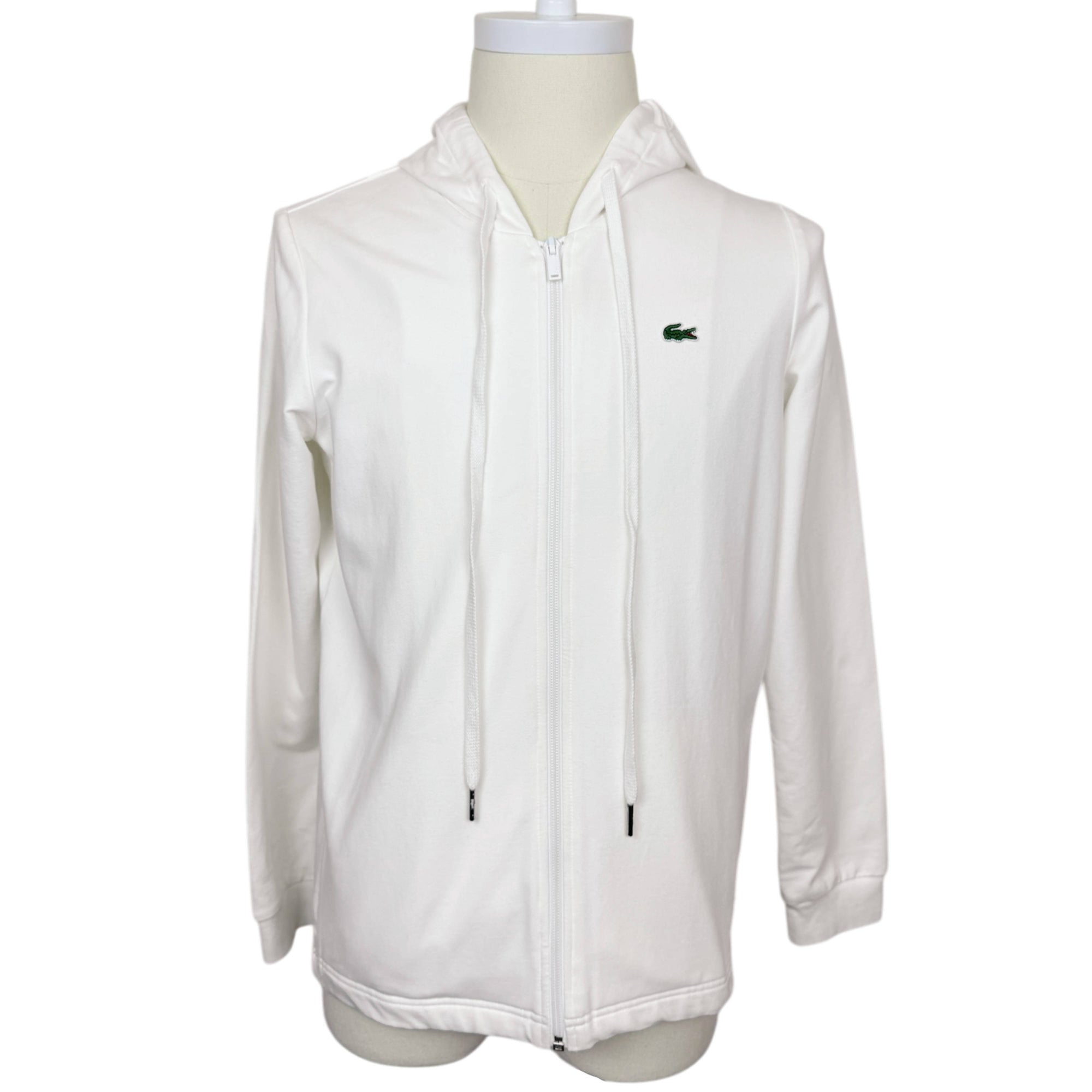 Vintage Lacoste Hoodie White Cotton Tennis Jacket French 42