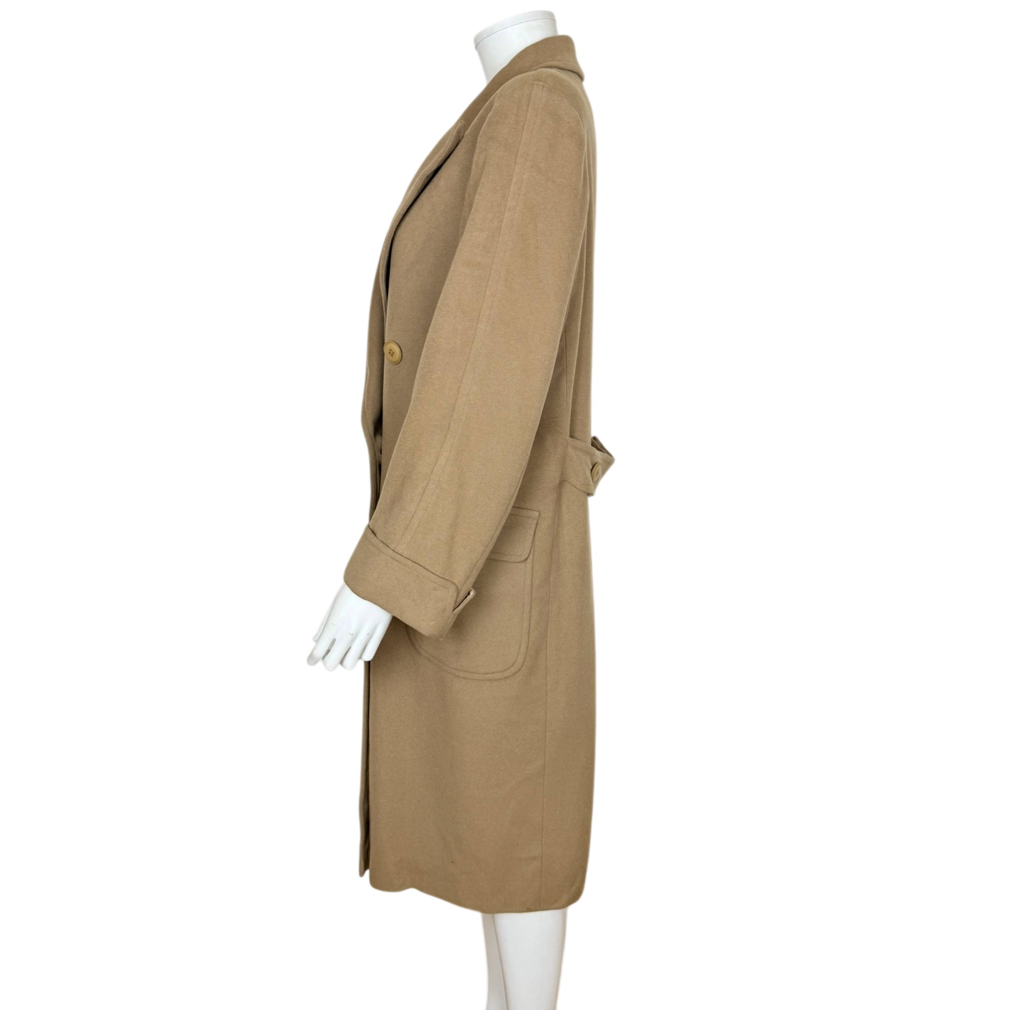 Vintage 100% Cashmere Overcoat Double-Breasted Camel Coat Ladies Size M